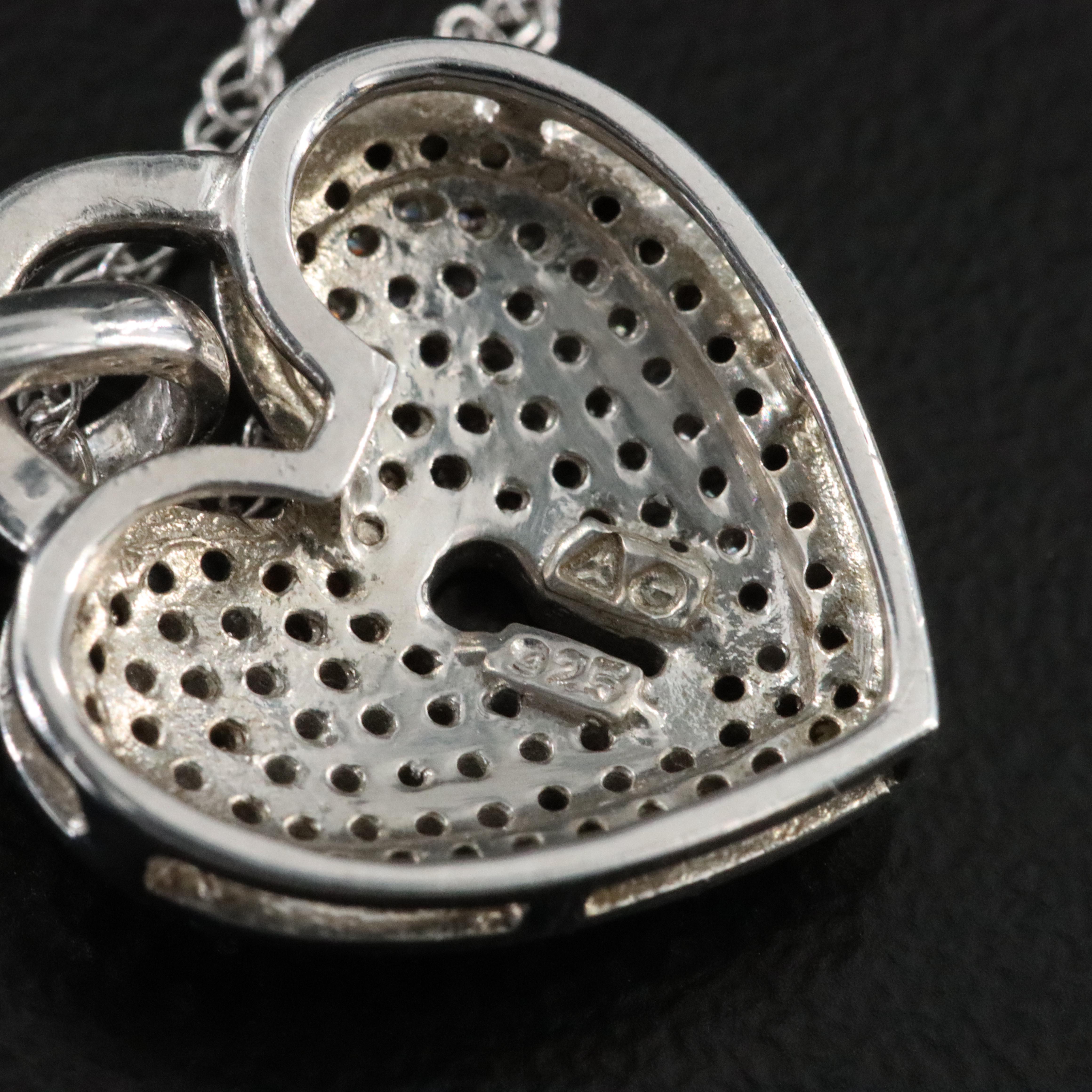 Sterling CZ Heart Padlock Necklace