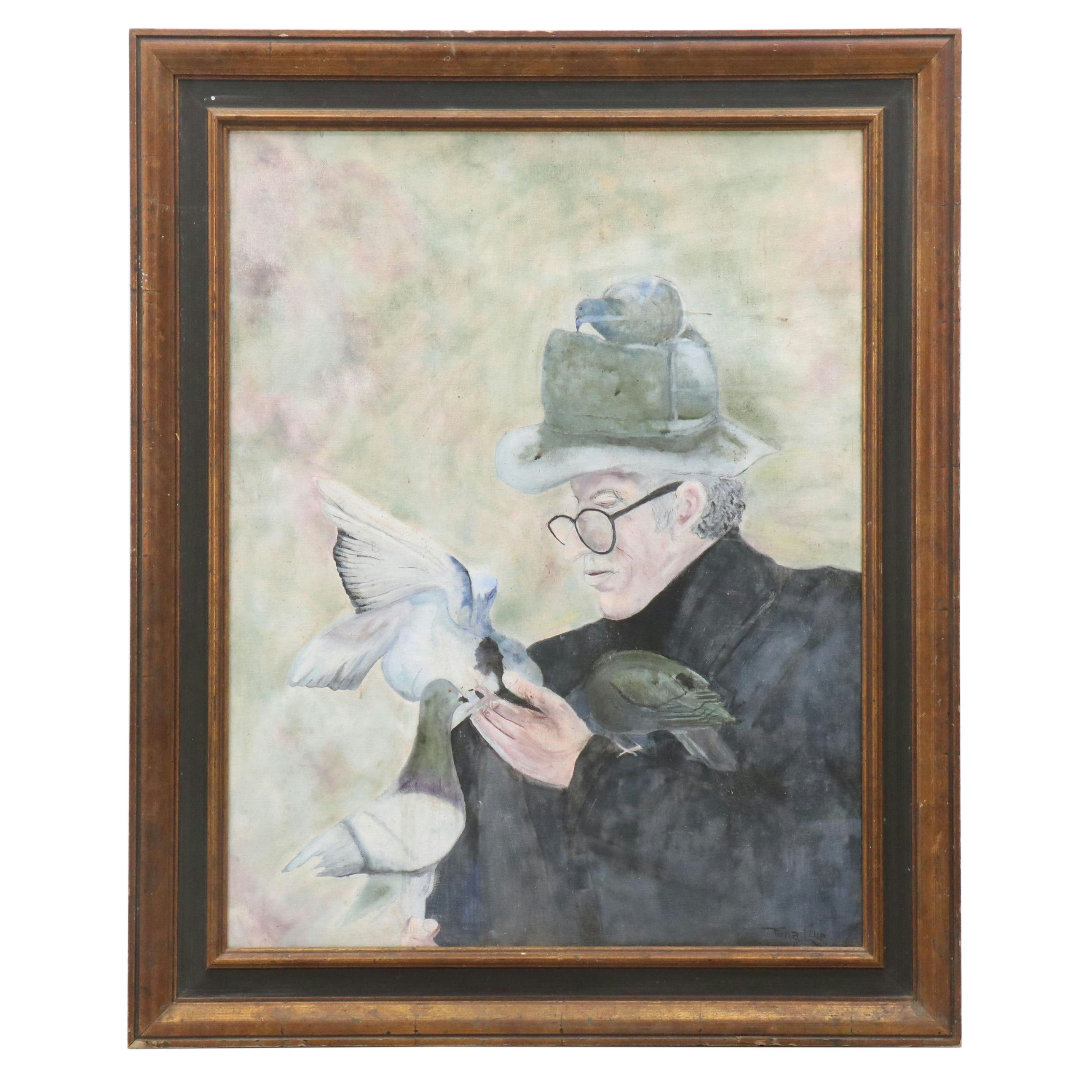 Acrylic Portrait Painting "The Bird Man"