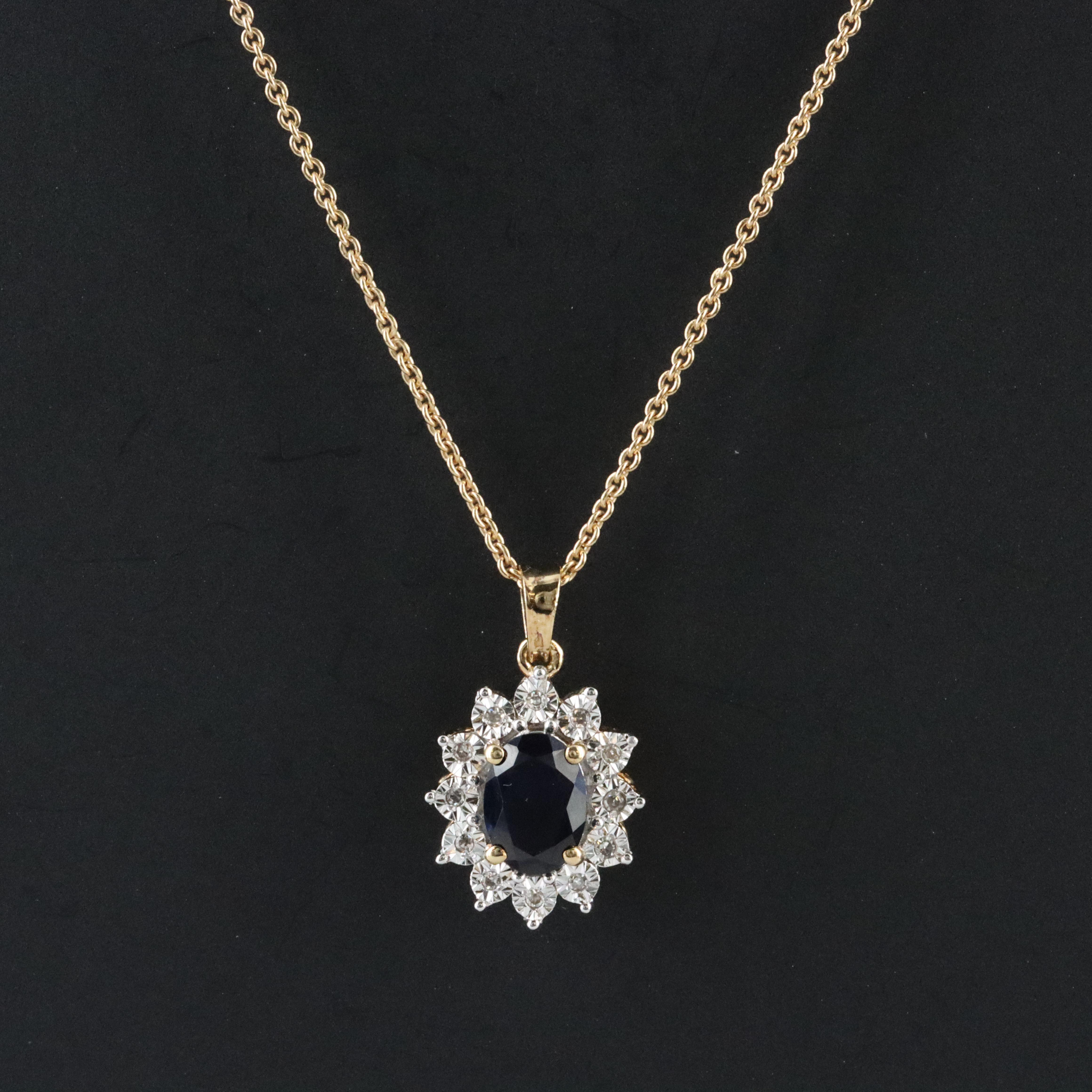 Sterling Sapphire and Diamond Necklace