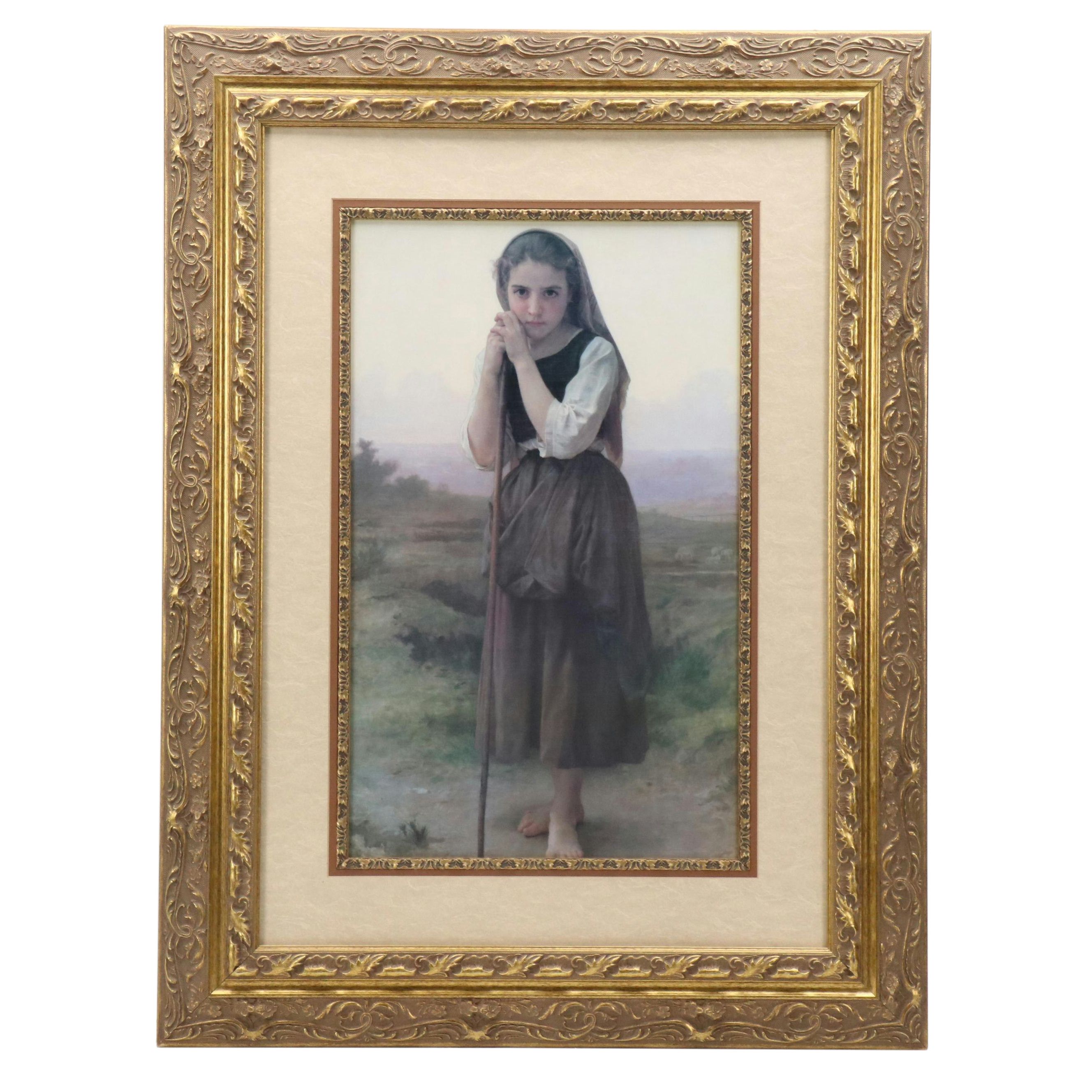 Offset Lithograph "A Little Shepherdess" After William-Adolphe Bouguereau