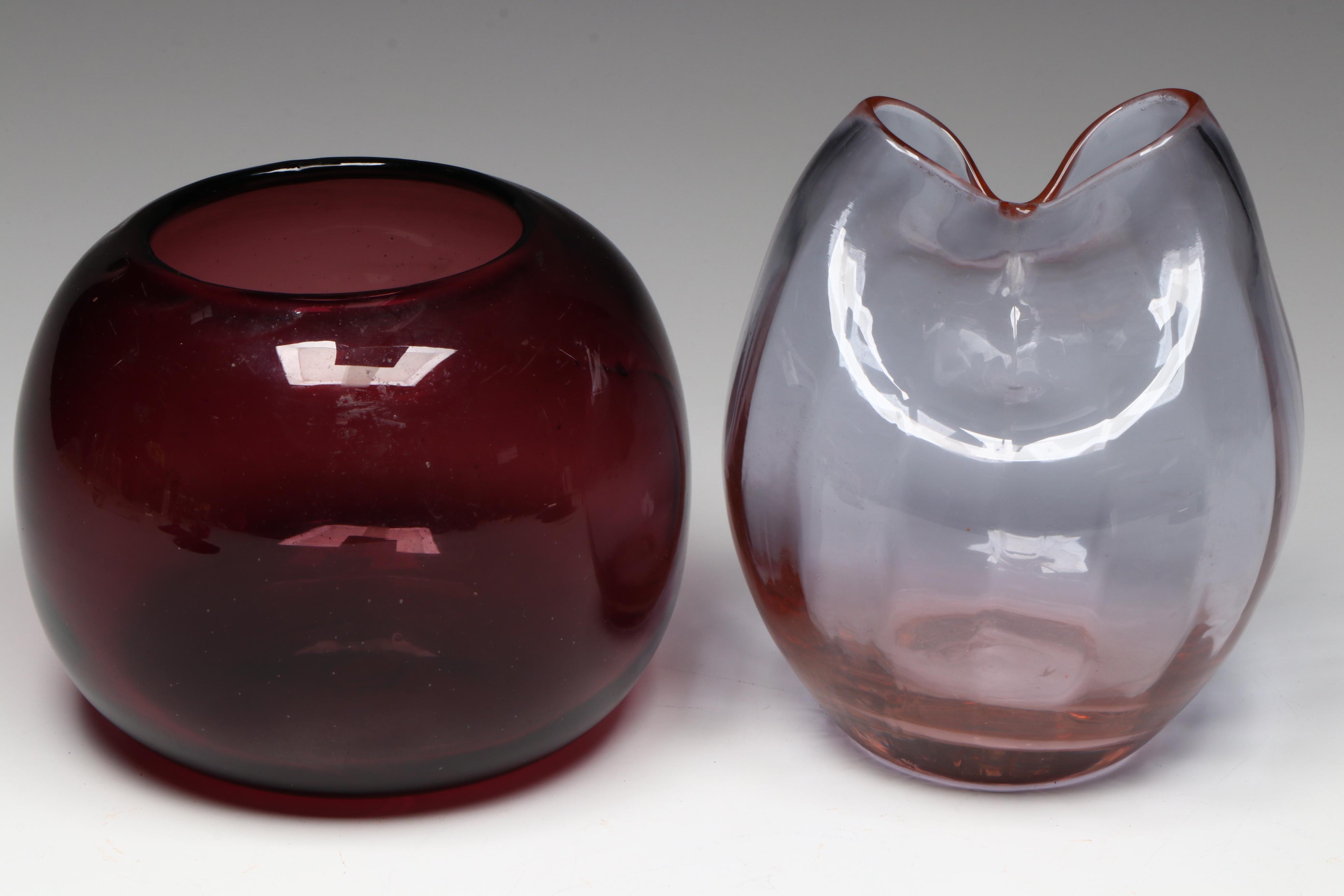 Murano Style with Other Amethyst Glass Vases and Decor, Mid to Late 20th Century