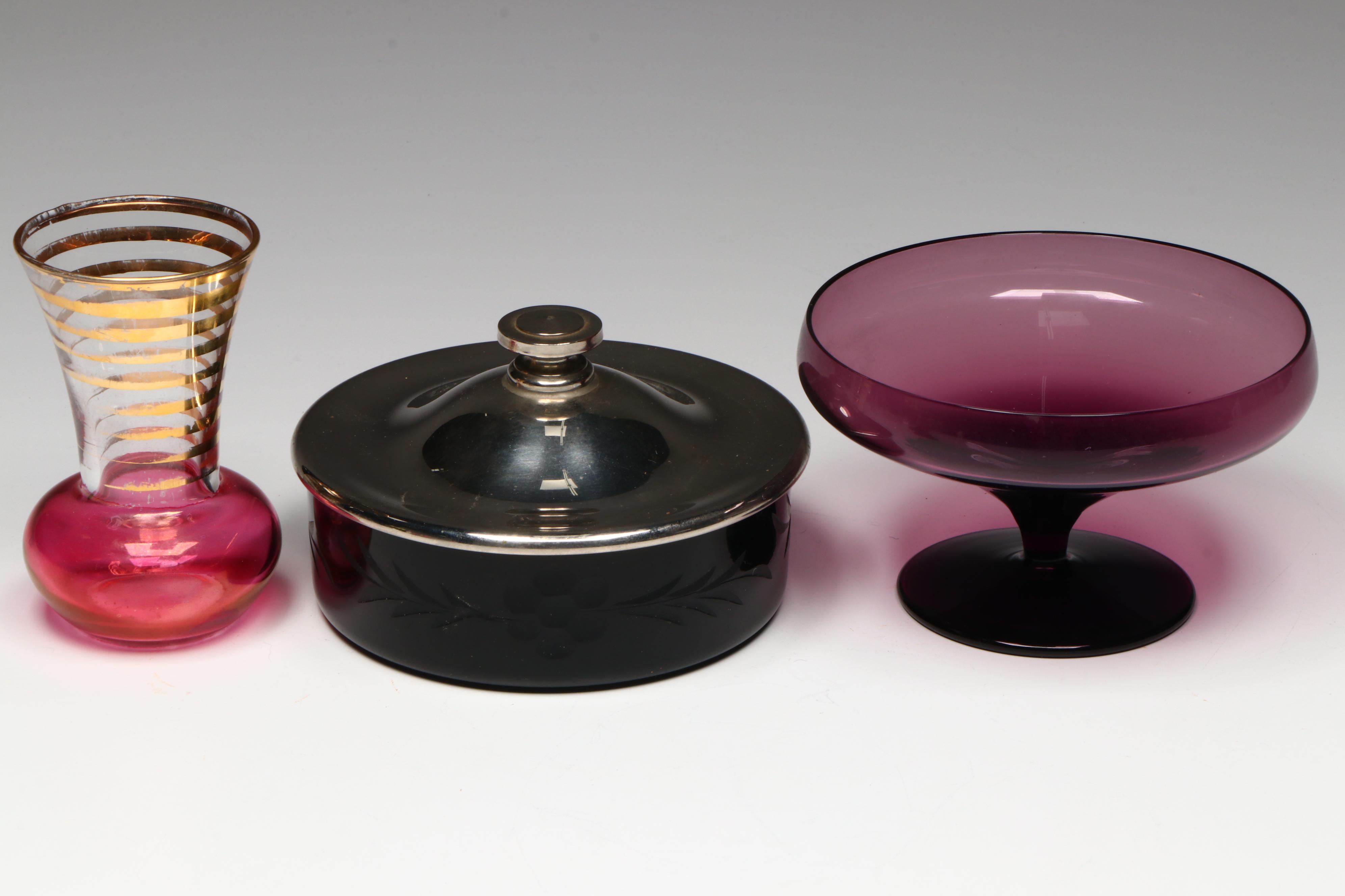 Murano Style with Other Amethyst Glass Vases and Decor, Mid to Late 20th Century