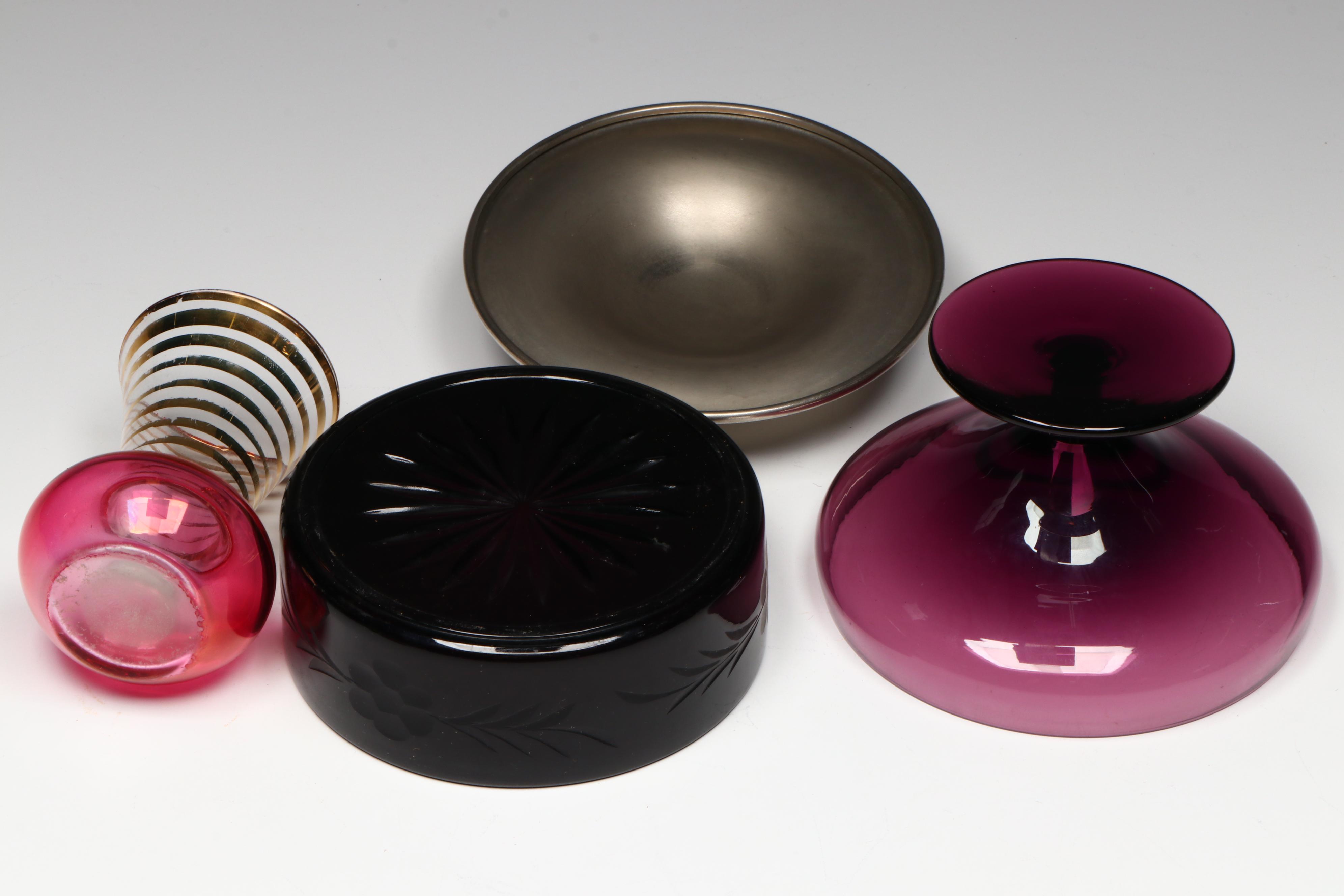 Murano Style with Other Amethyst Glass Vases and Decor, Mid to Late 20th Century