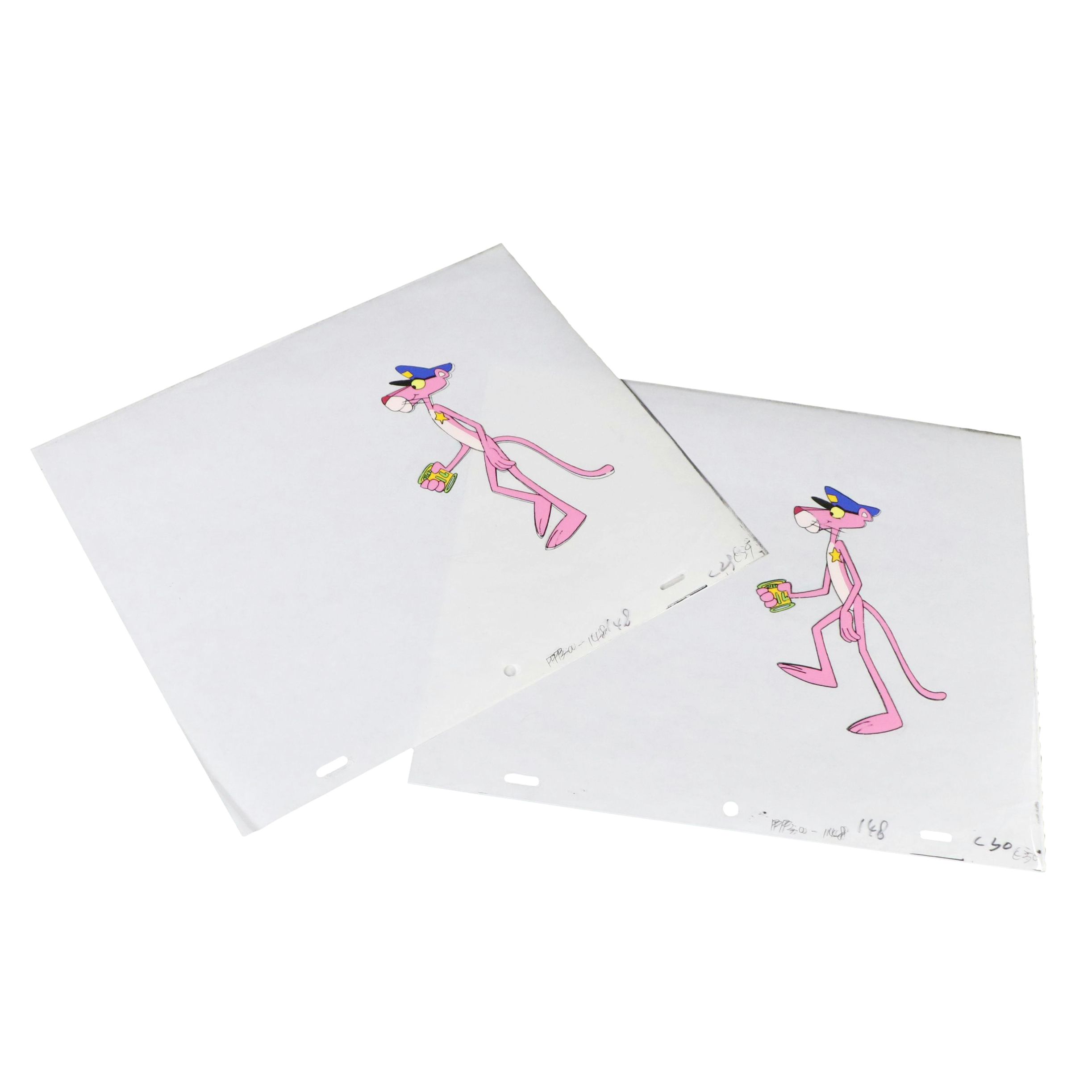 Animation Hand-Painted Cels and Sketches "Pink Panther," Late 20th Century