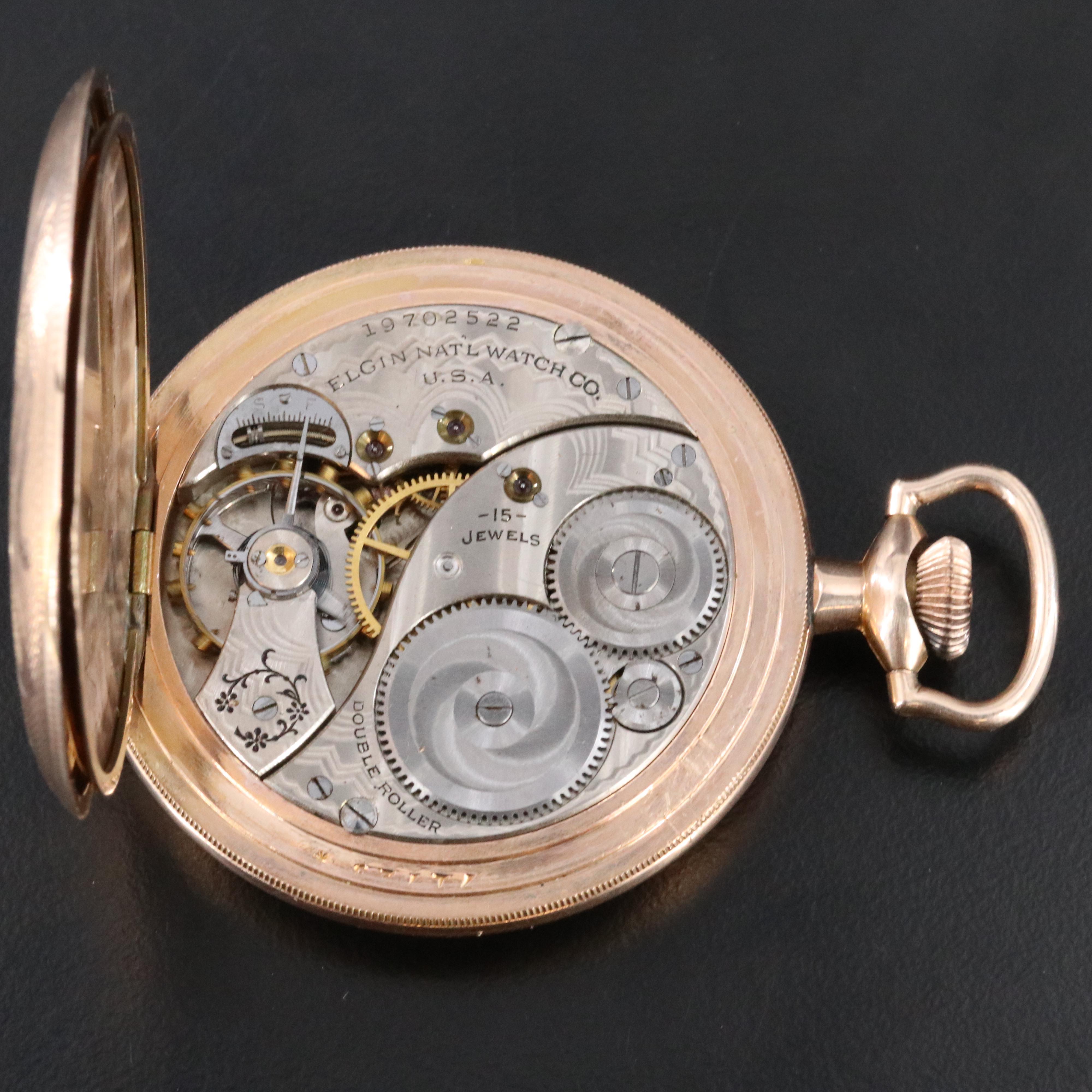 1917 Elgin Gold-Filled Hunting Case Pocket Watch