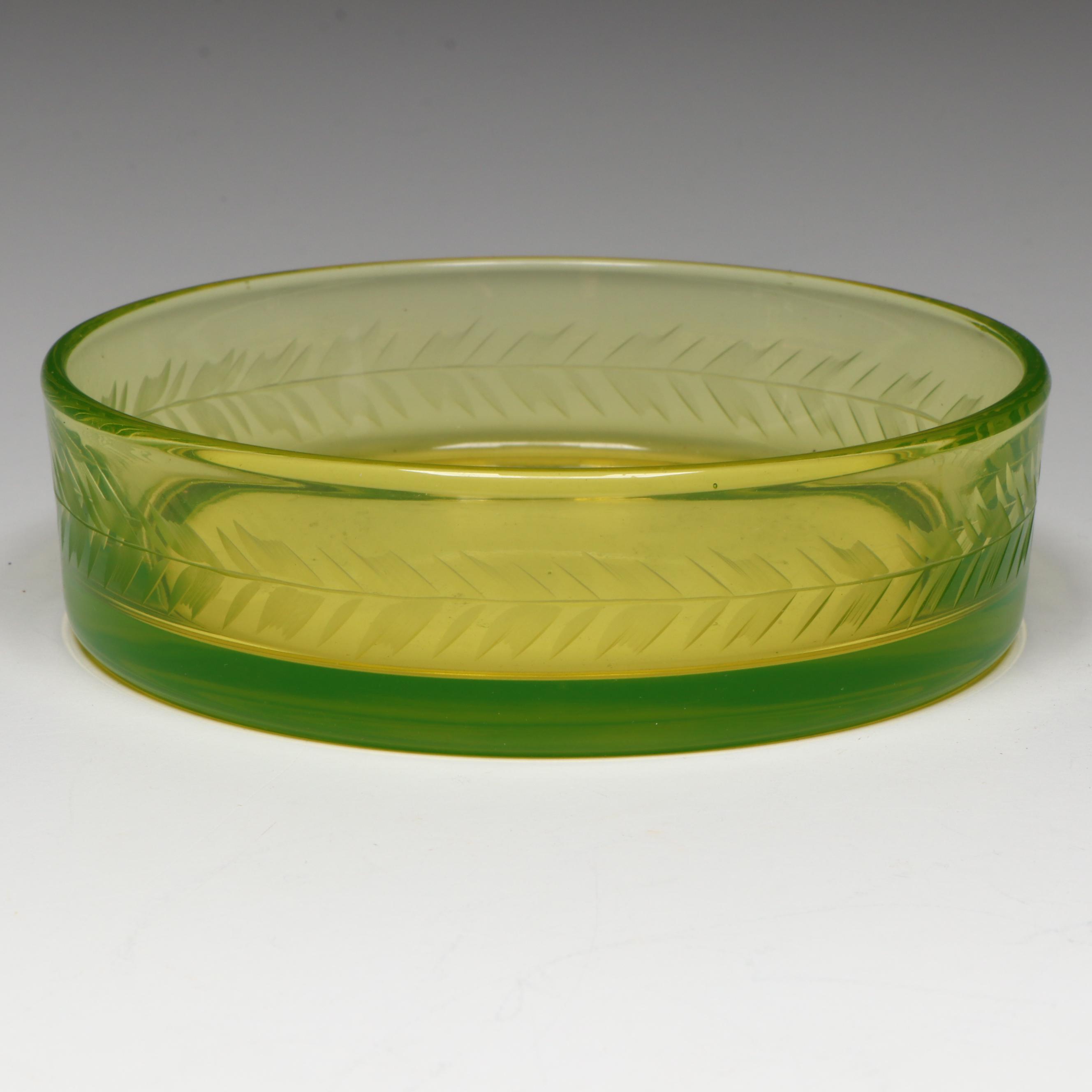 Etched Glass Ashtray and Table Lighter