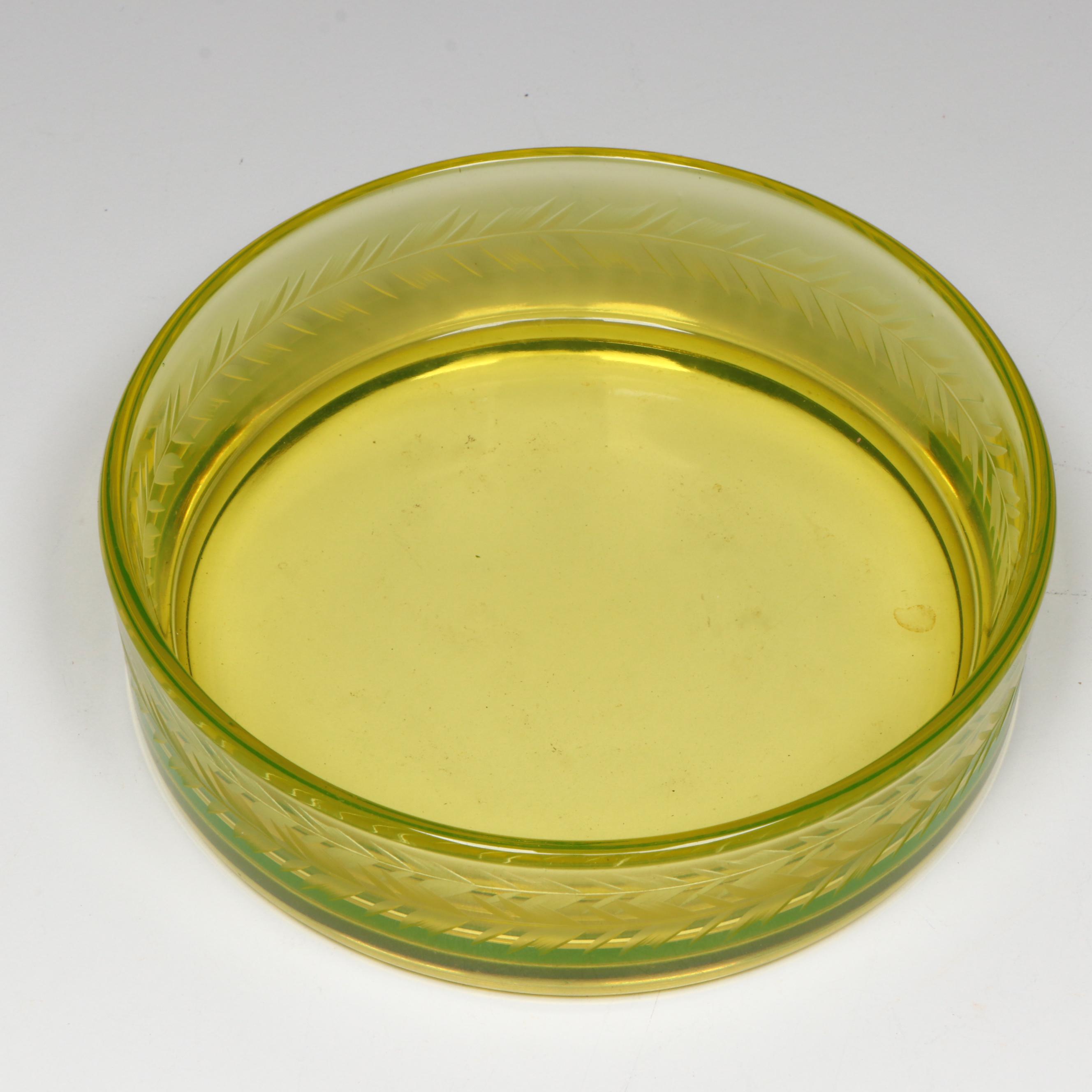 Etched Glass Ashtray and Table Lighter