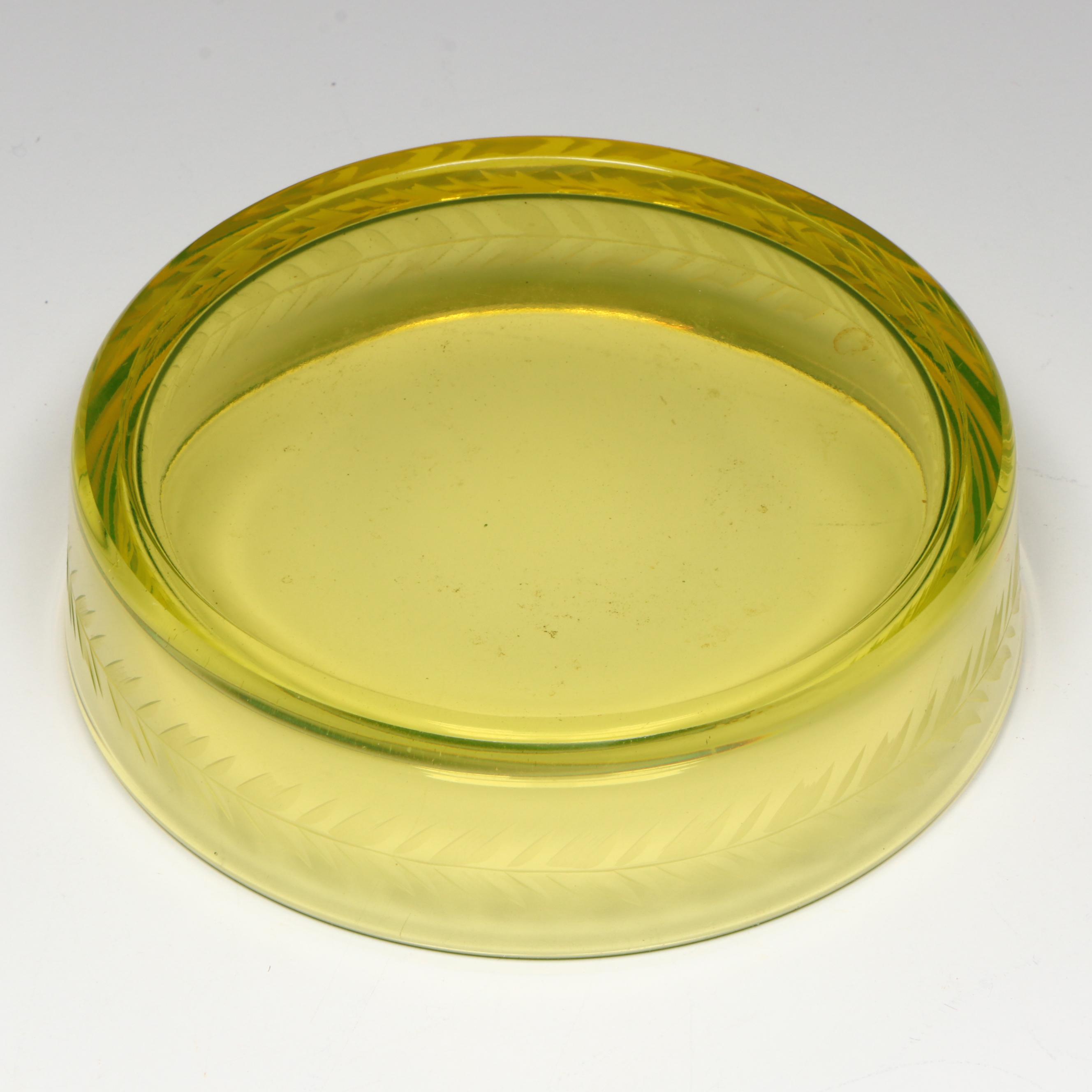 Etched Glass Ashtray and Table Lighter