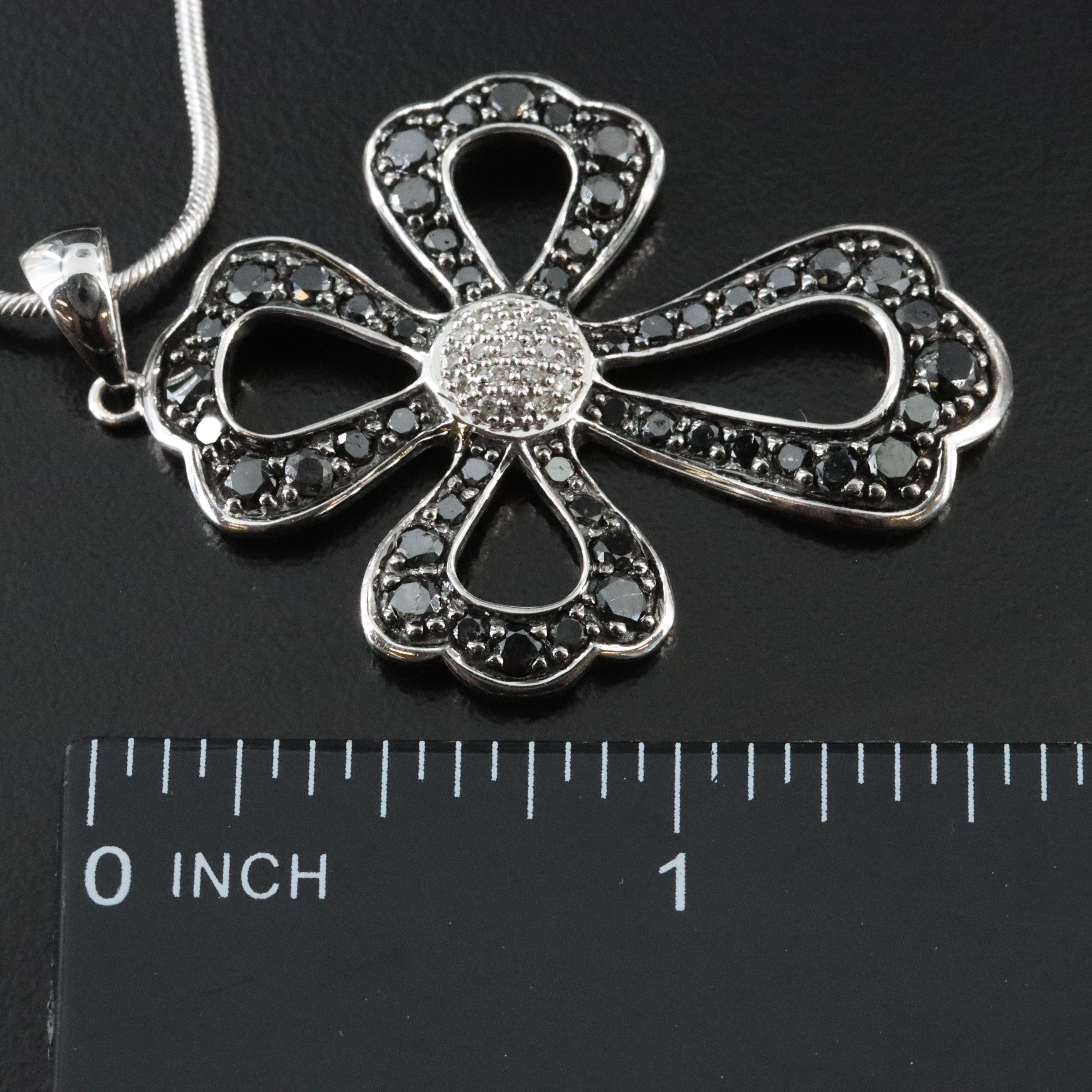 10K 2.30 CTW Diamond Cross on 14K Necklace with Fancy Black Diamonds