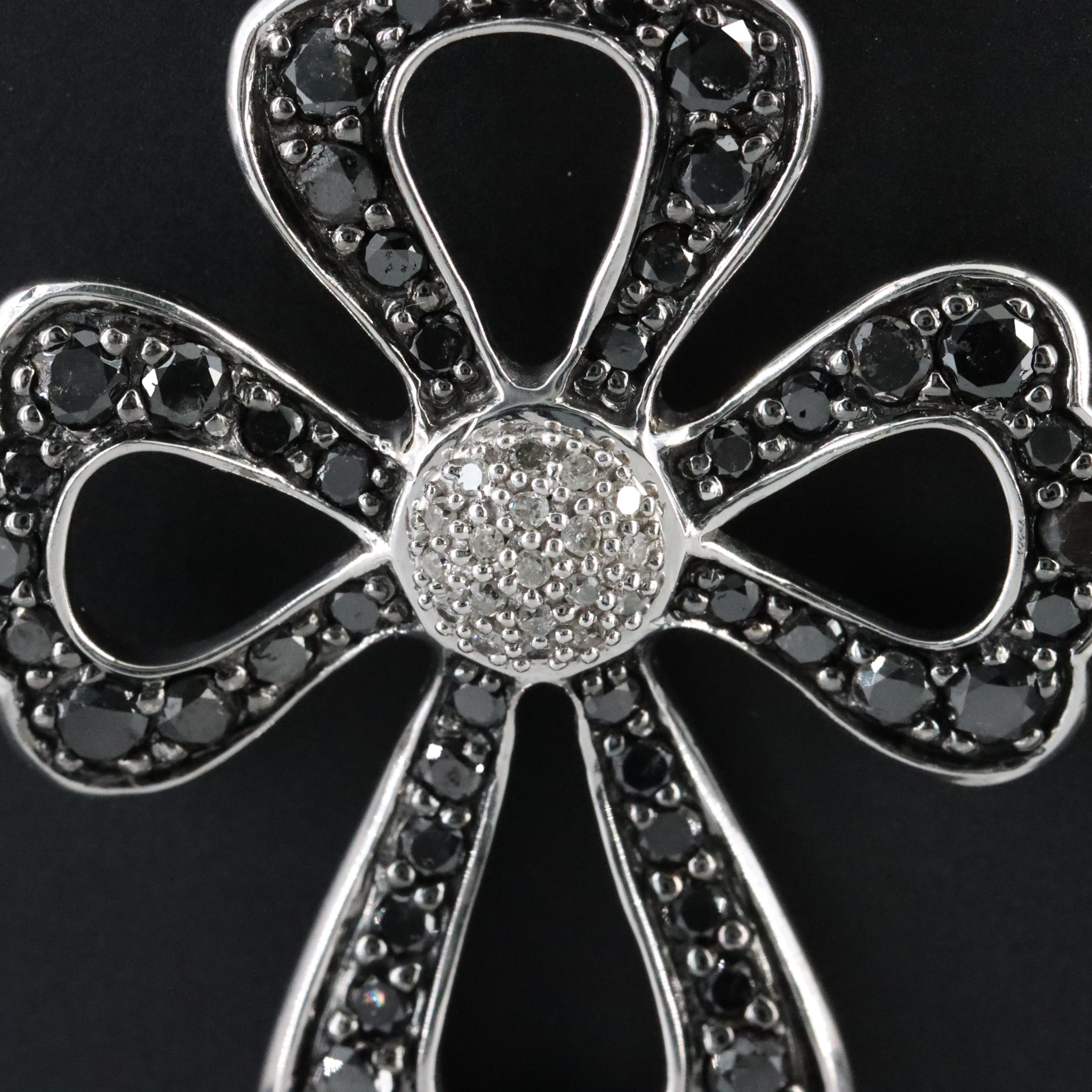 10K 2.30 CTW Diamond Cross on 14K Necklace with Fancy Black Diamonds