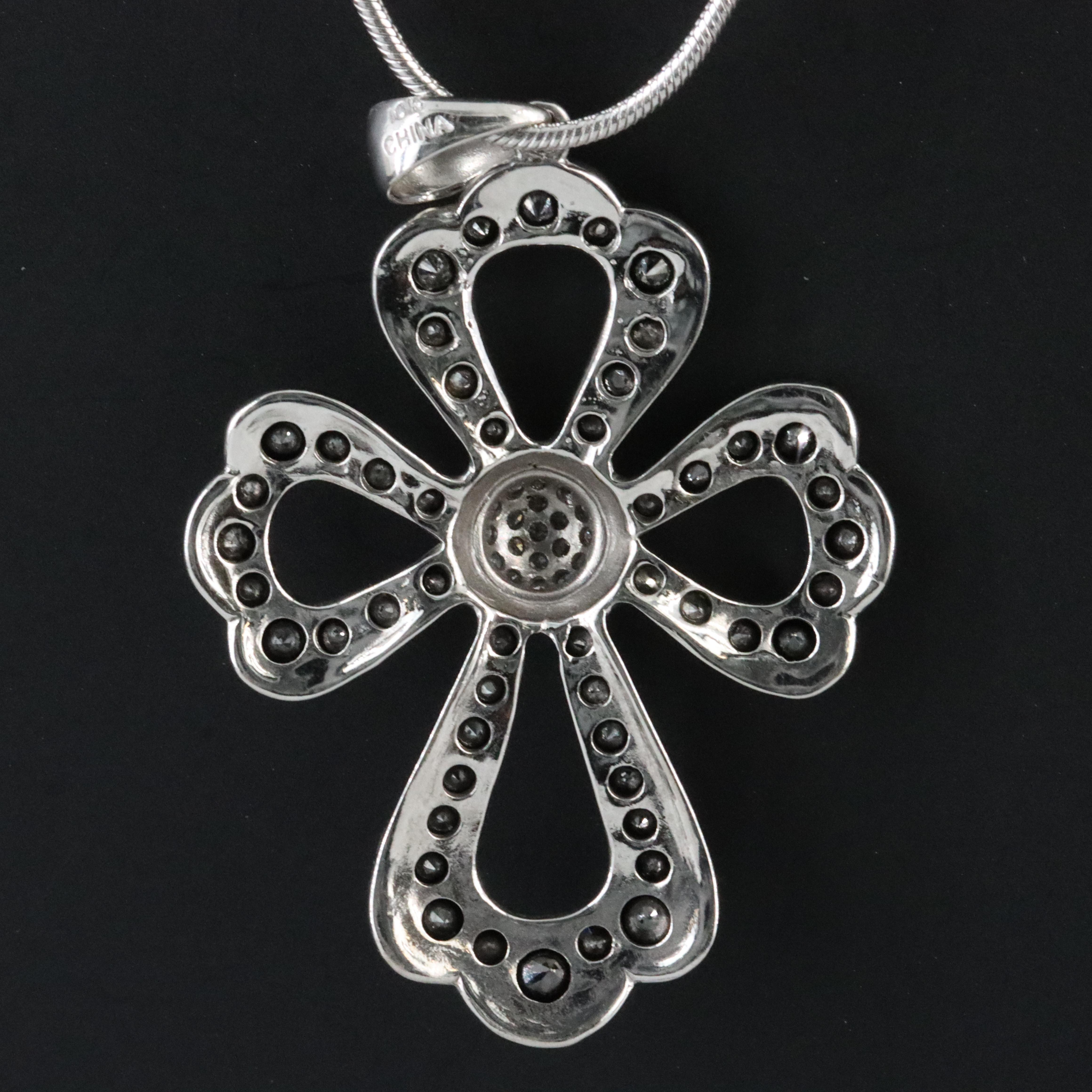 10K 2.30 CTW Diamond Cross on 14K Necklace with Fancy Black Diamonds