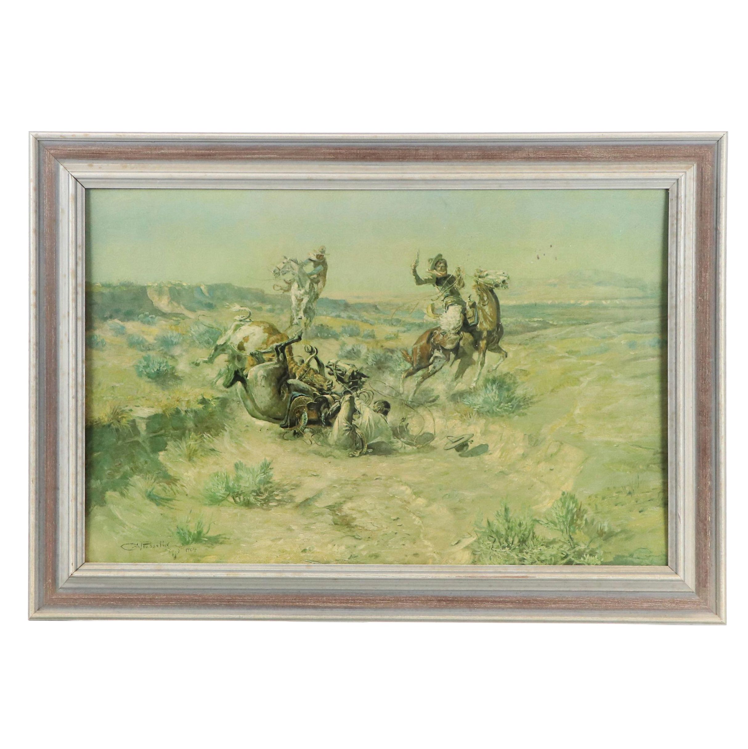 Giclée After Charles M. Russell "The Broken Rope"