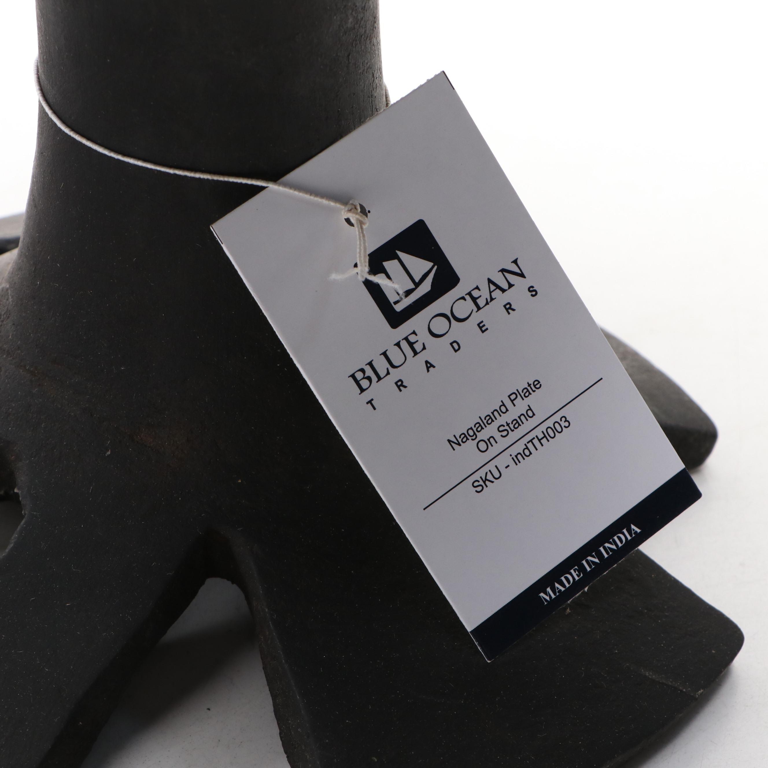 Indian Nagaland Plates on Wooden Fluted Stand