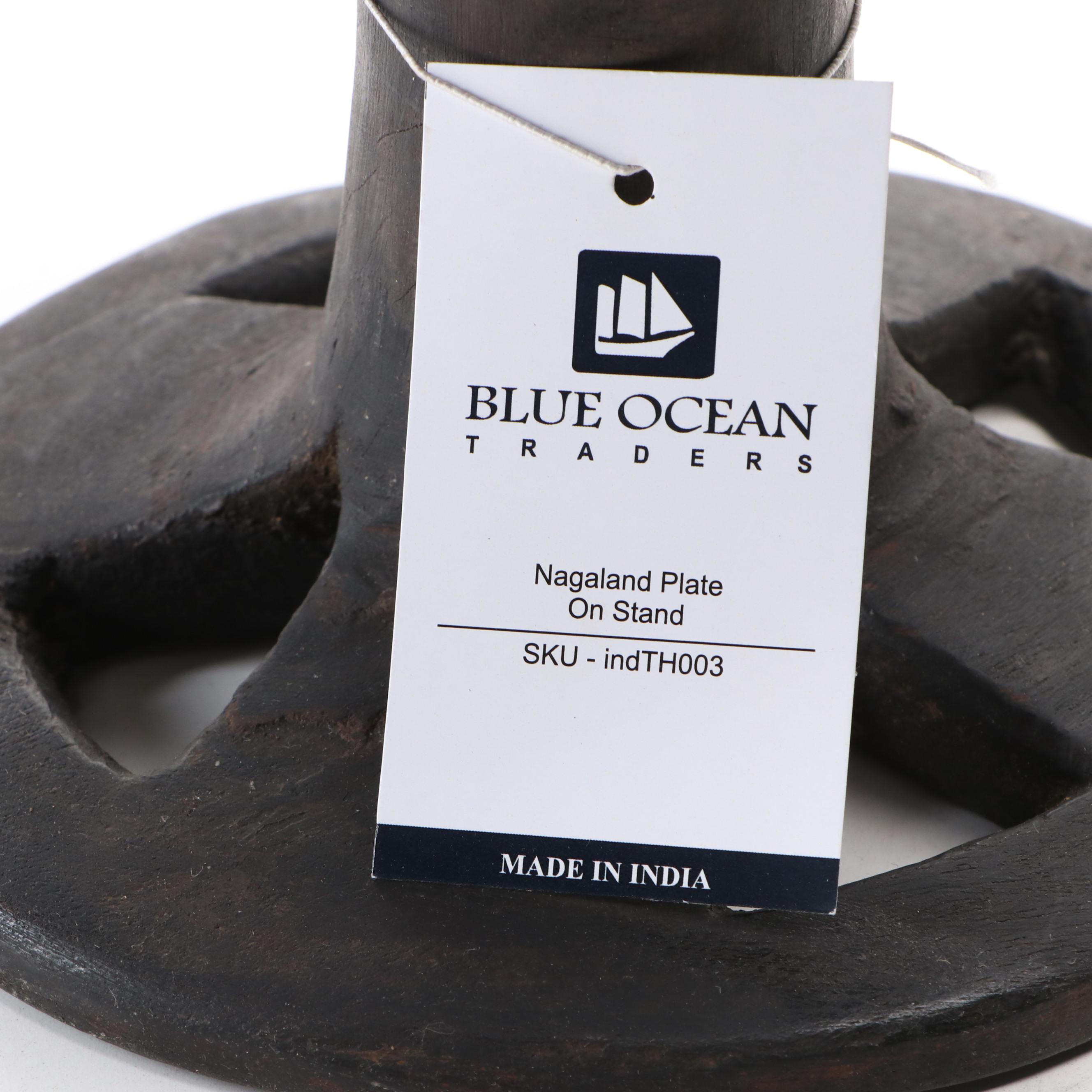 Indian Nagaland Plates on Wooden Fluted Stand