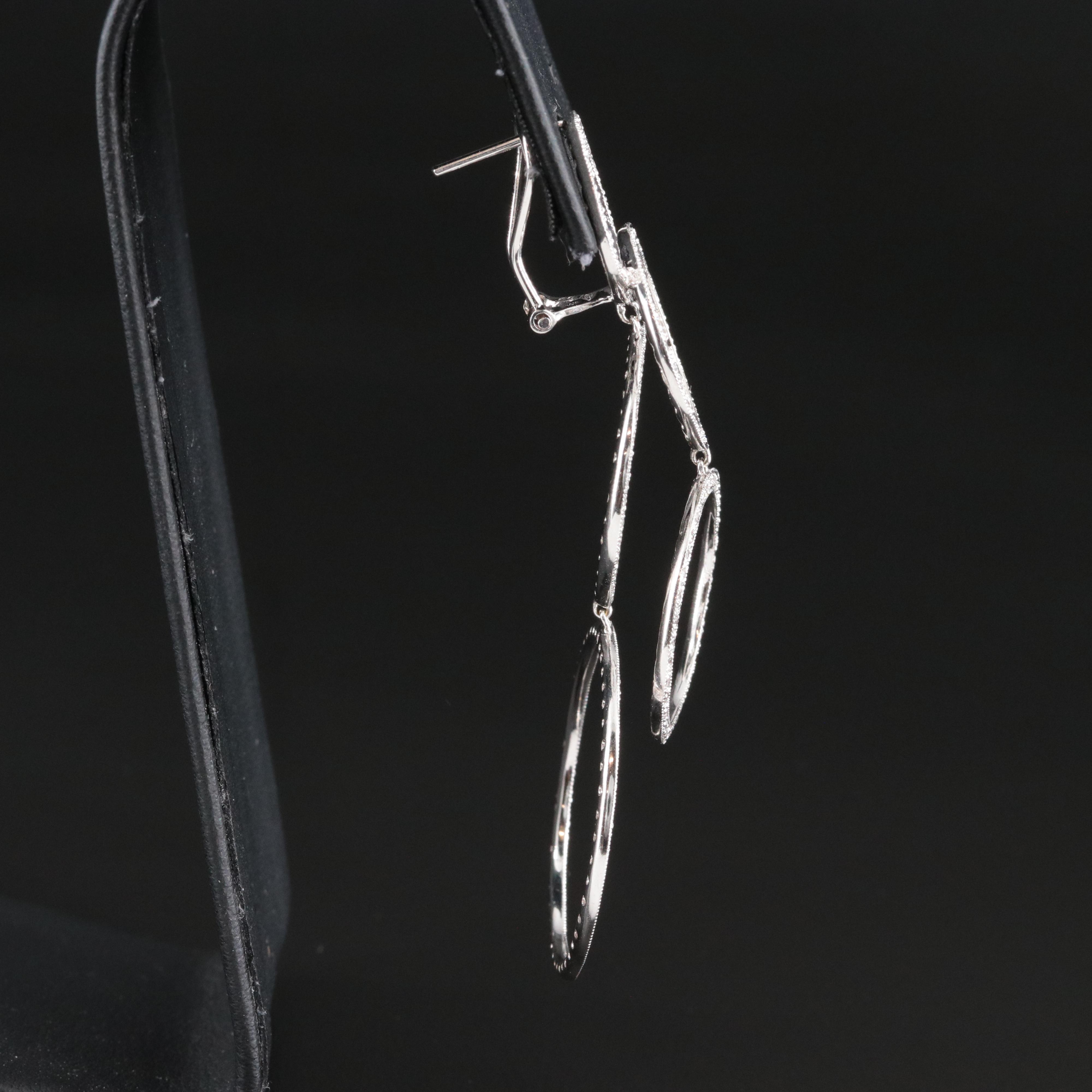 14K 1.04 CTW Diamond Graduated Double Hoop Drop Earrings