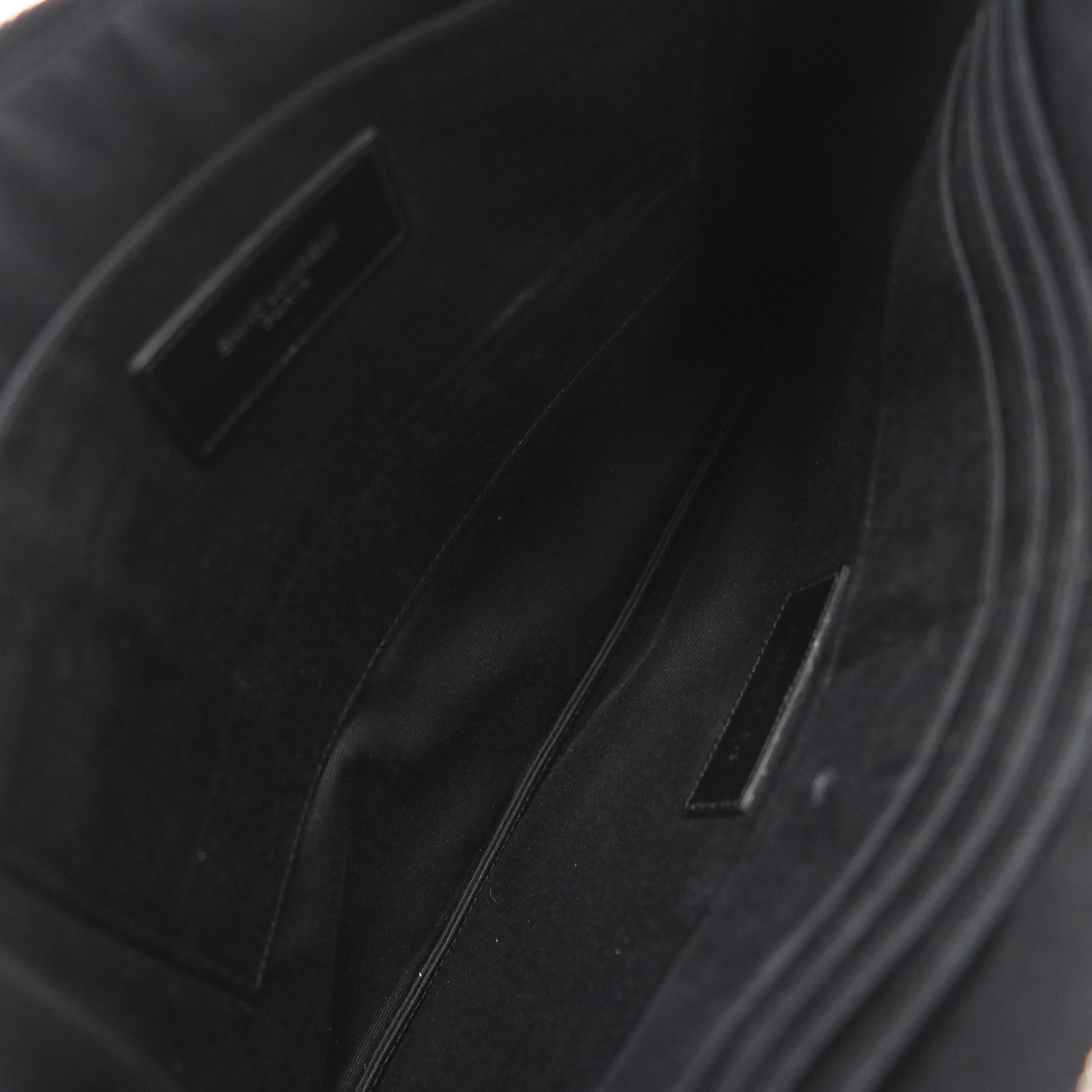 Saint Laurent Red Star Printed Black Calfskin Leather Zip Clutch