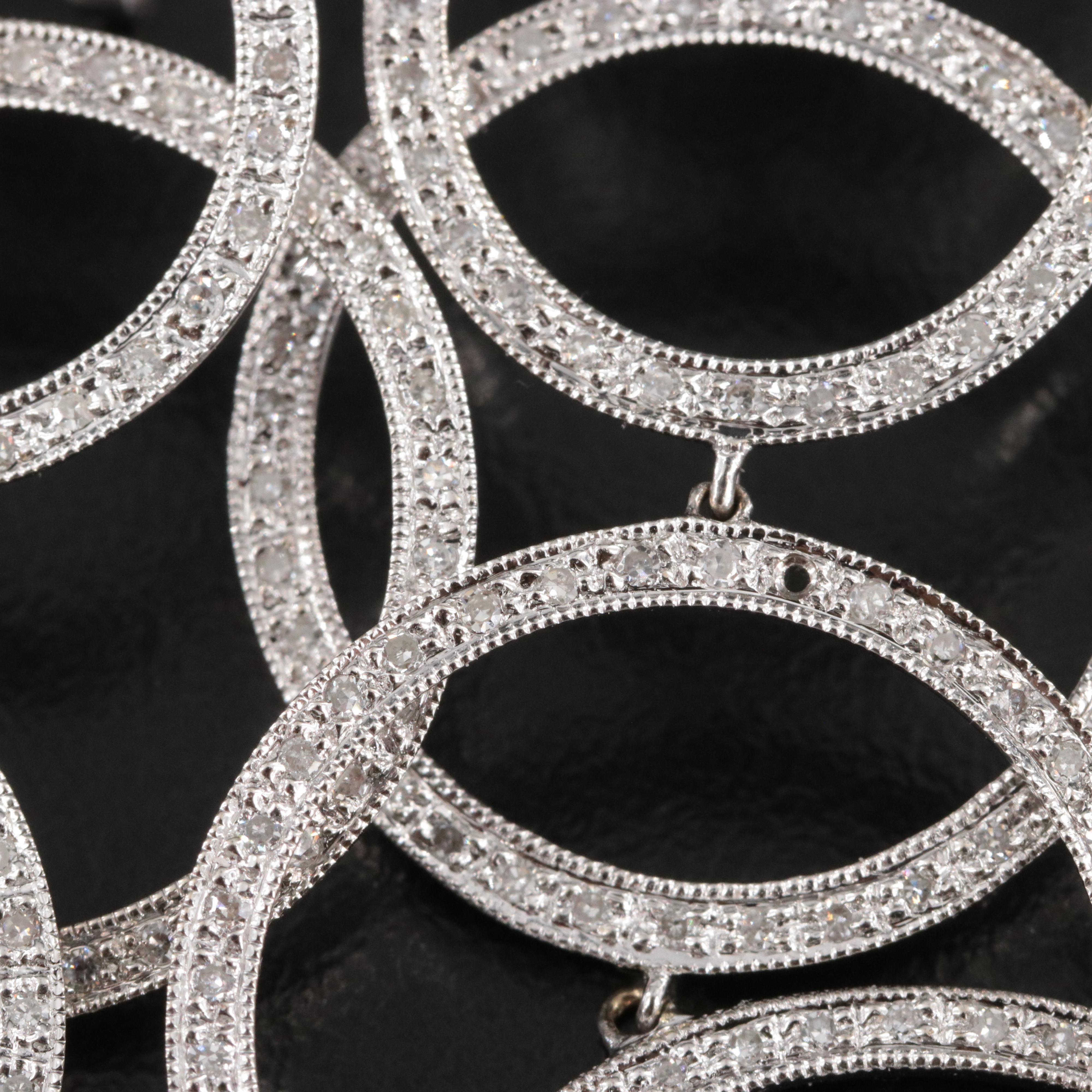 14K 1.04 CTW Diamond Graduated Double Hoop Drop Earrings