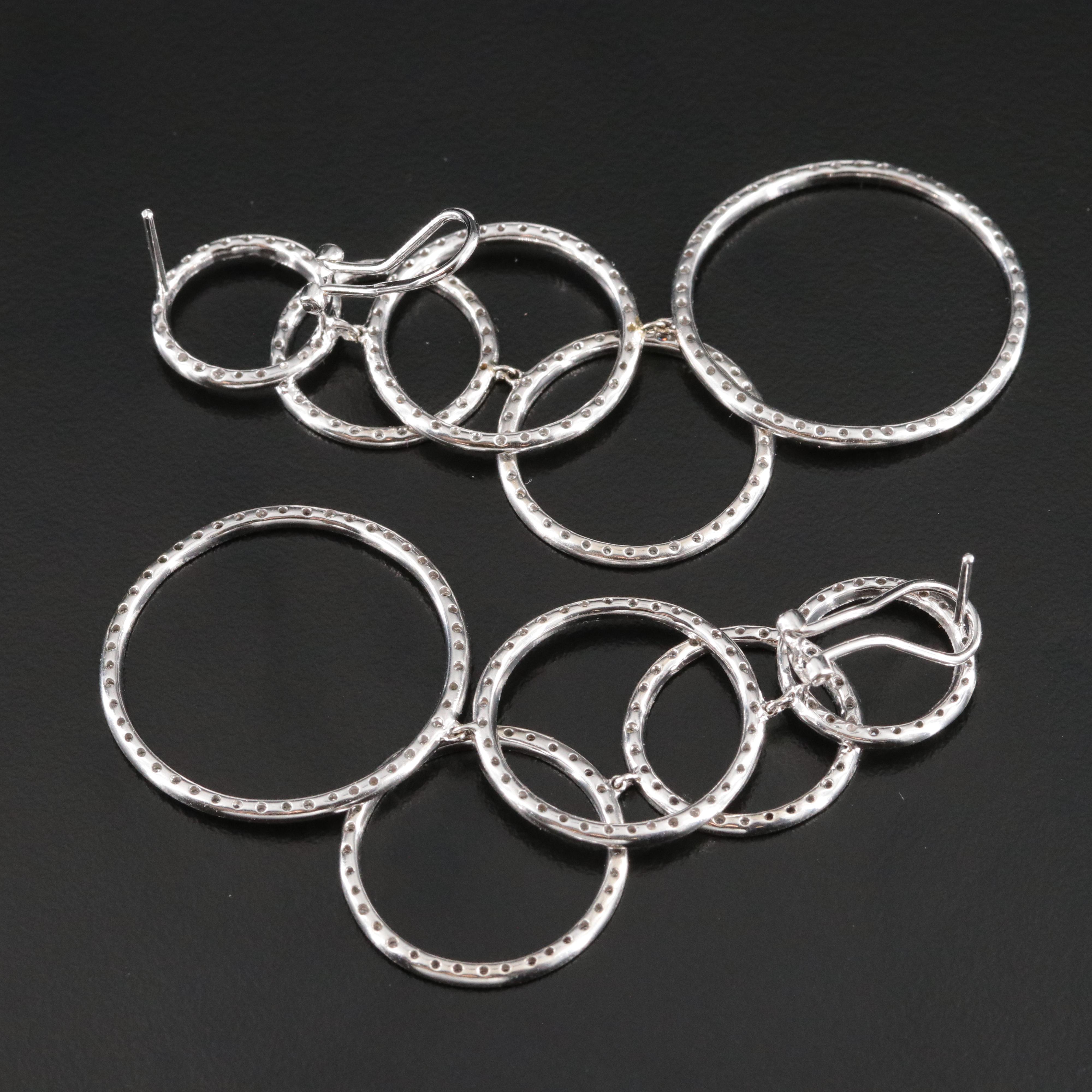 14K 1.04 CTW Diamond Graduated Double Hoop Drop Earrings