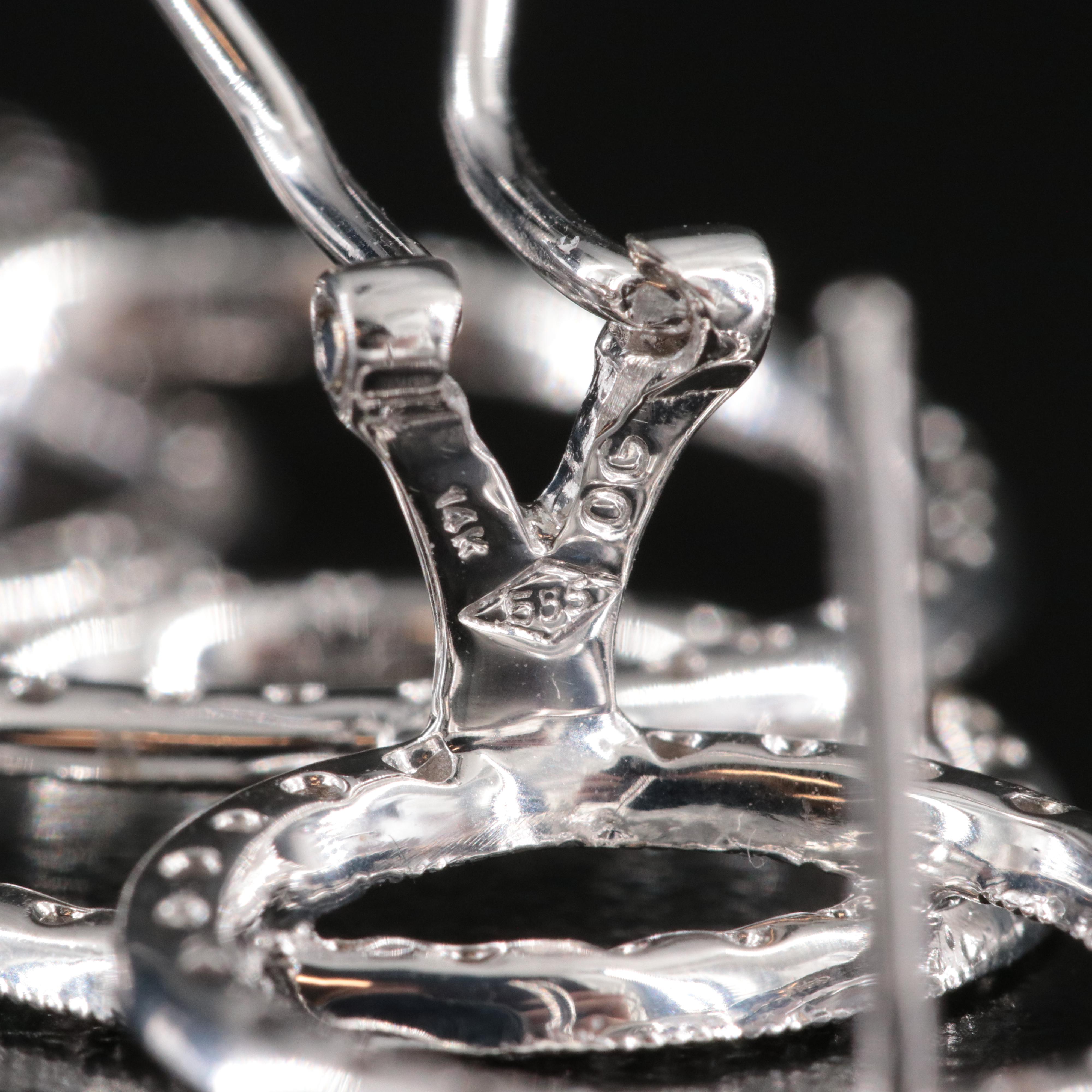 14K 1.04 CTW Diamond Graduated Double Hoop Drop Earrings