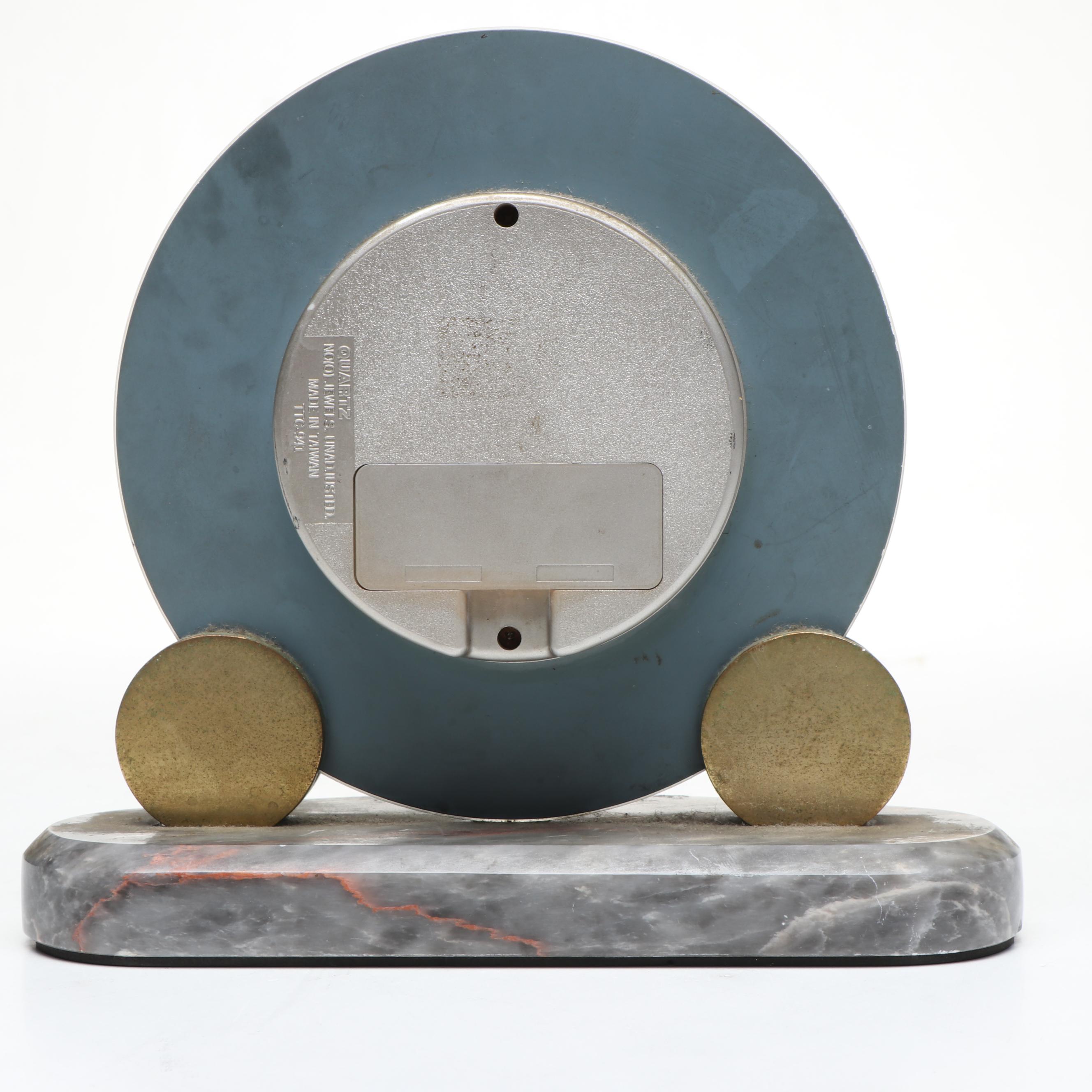 Bulova Mirrored Desk Clock on Marble Base