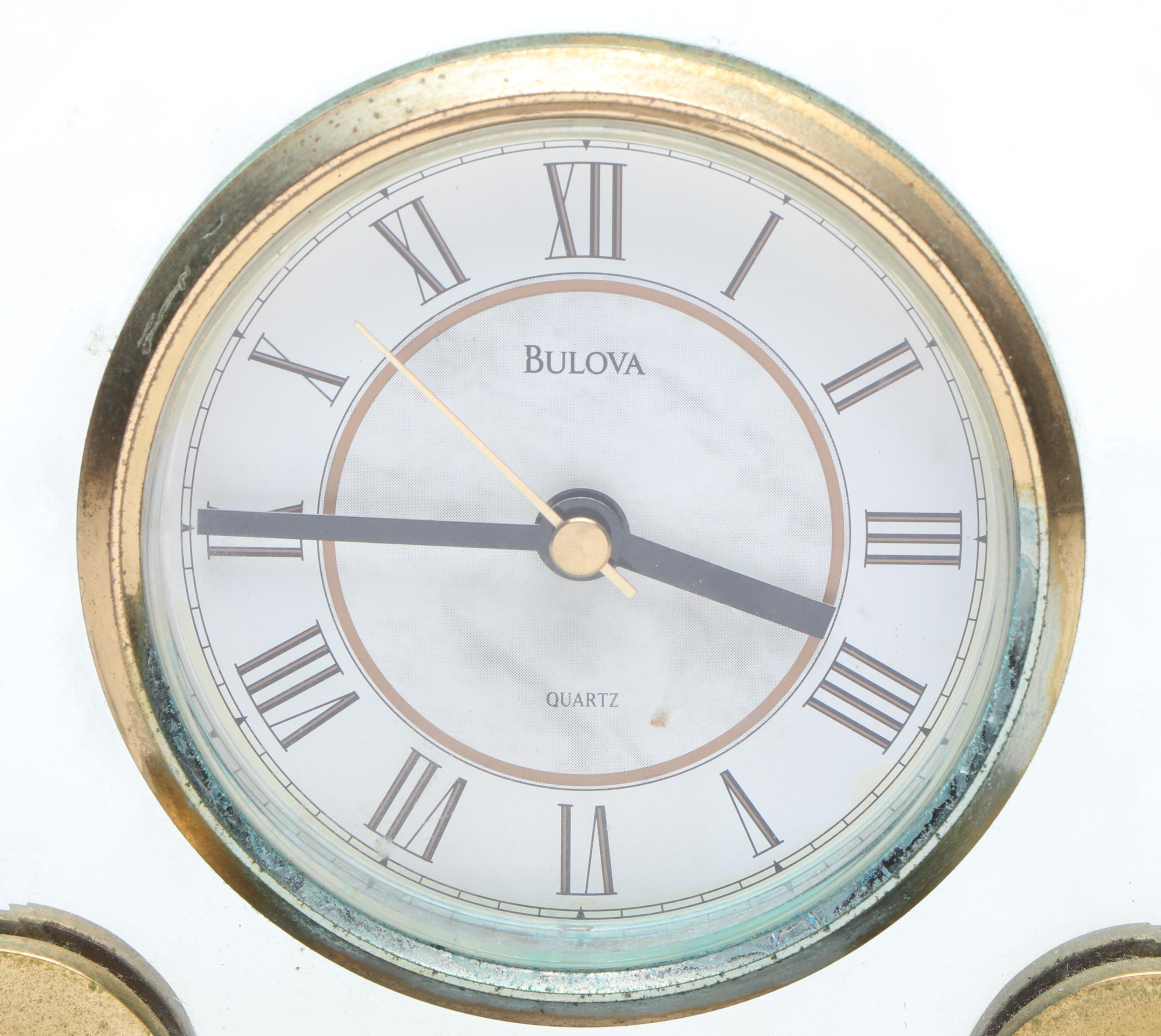 Bulova Mirrored Desk Clock on Marble Base