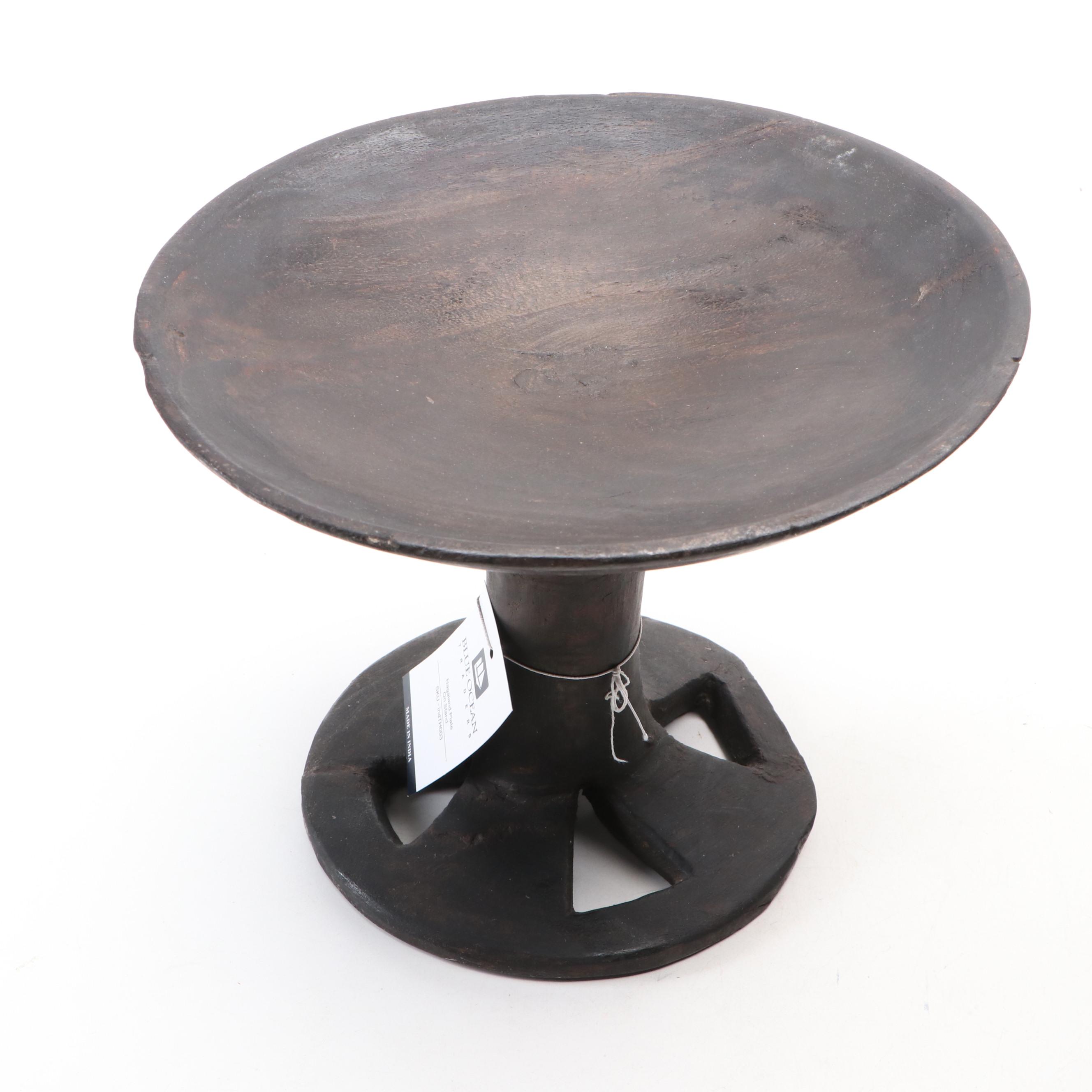 Indian Nagaland Plates on Wooden Fluted Stand