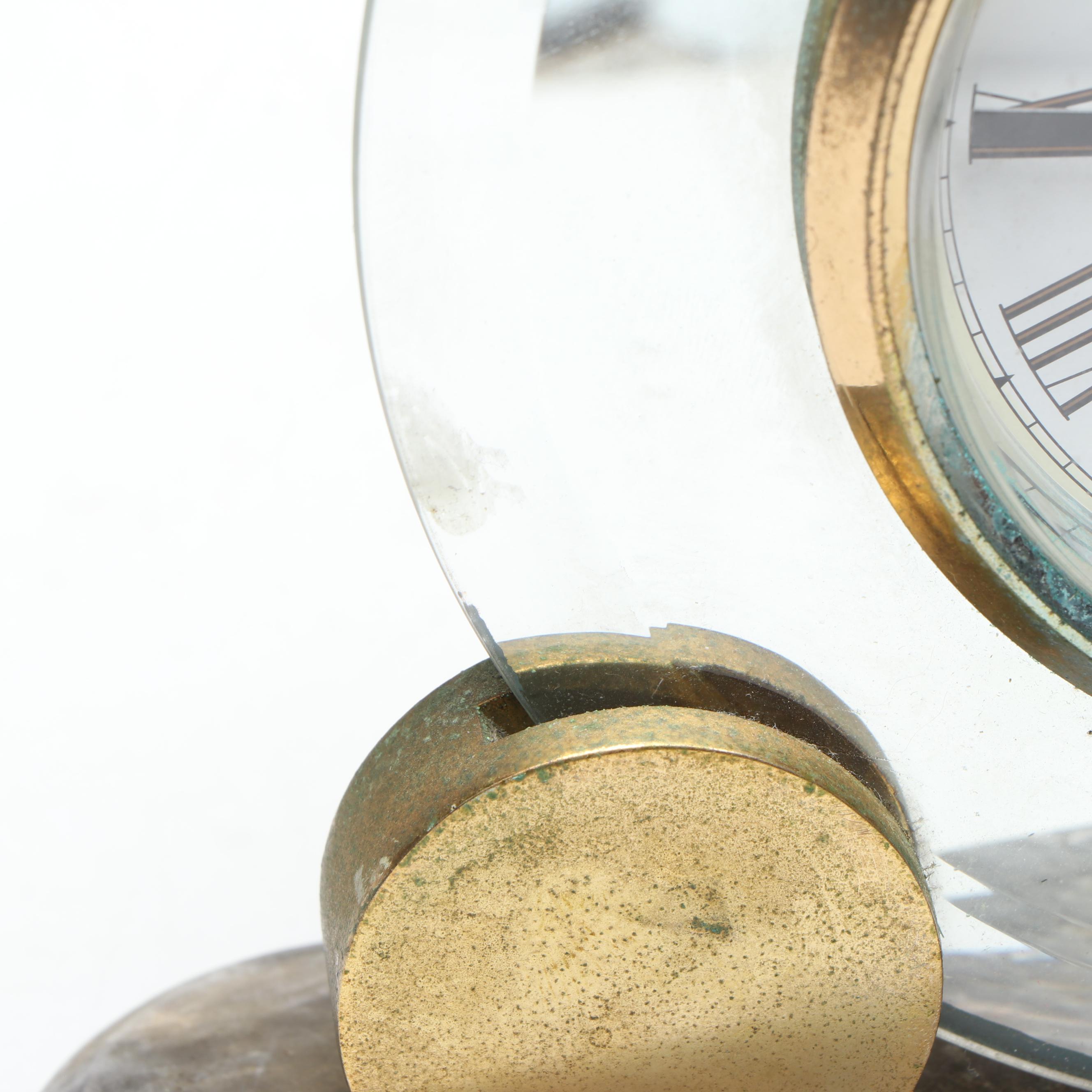 Bulova Mirrored Desk Clock on Marble Base