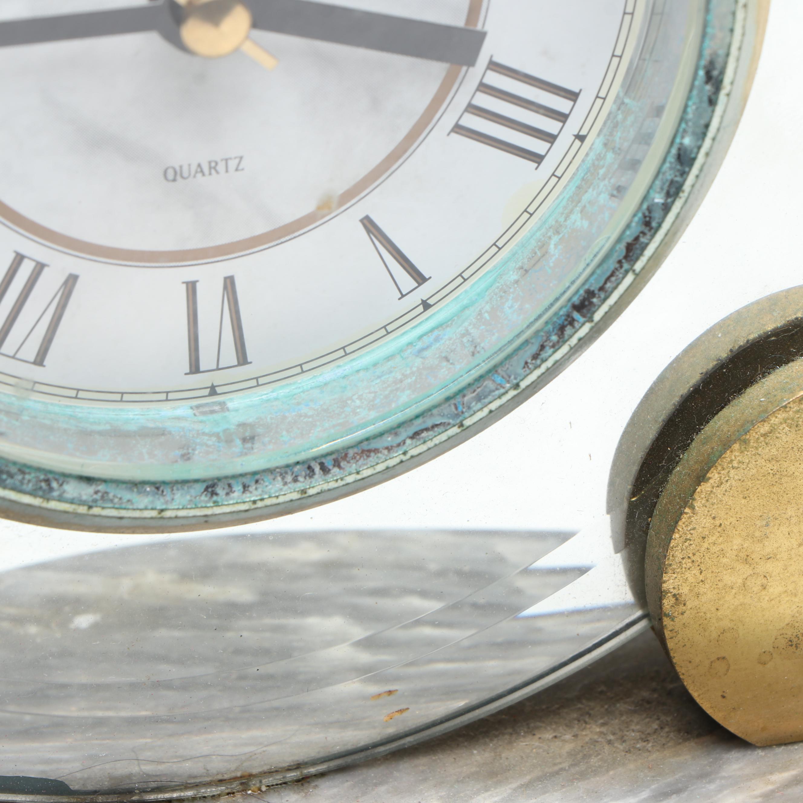 Bulova Mirrored Desk Clock on Marble Base