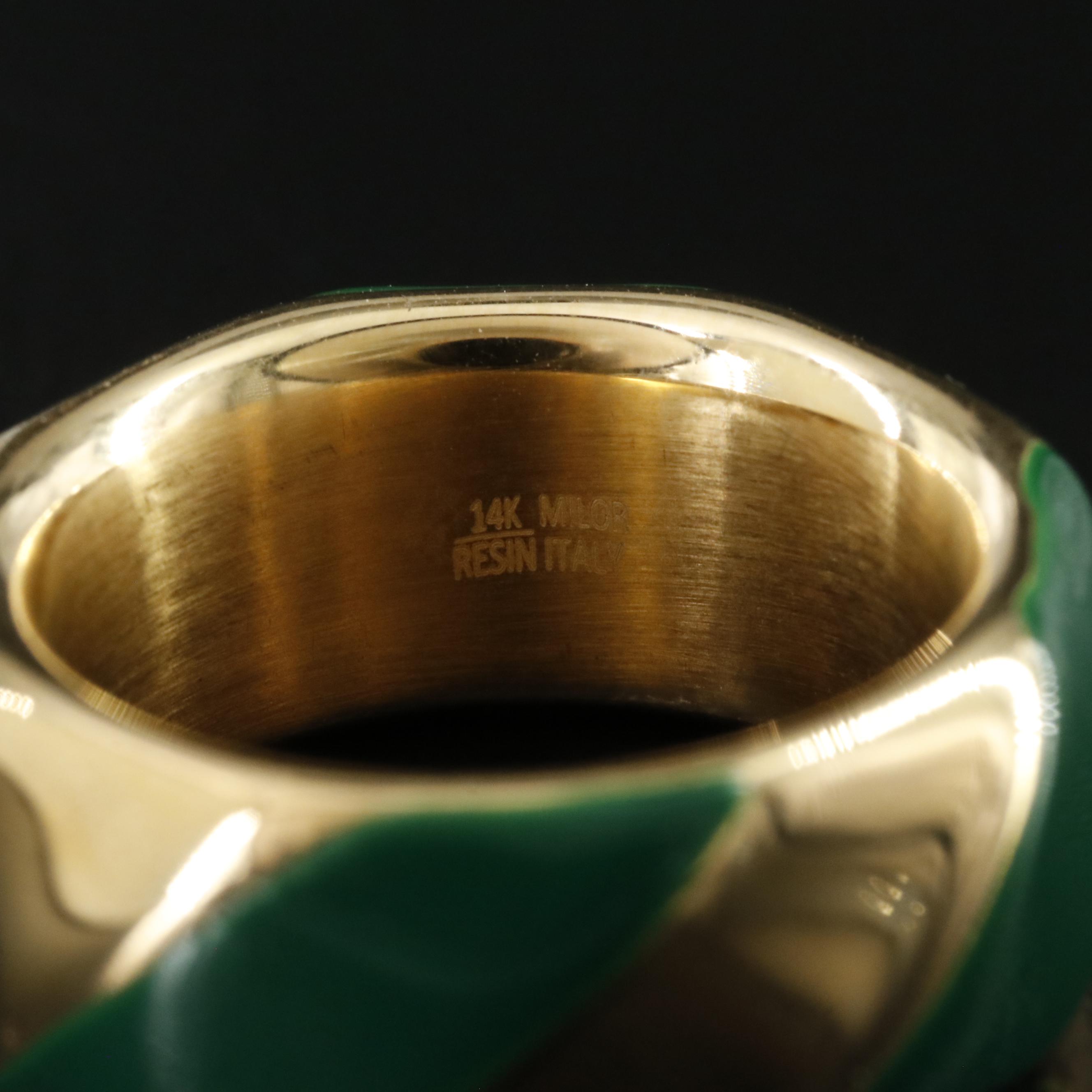 14K Milor Electroformed Band with Enamel Accents