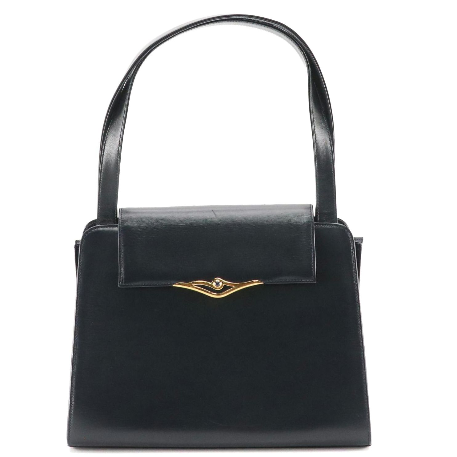 Cartier Gemstone Clasp Handbag in Navy Calfskin Leather
