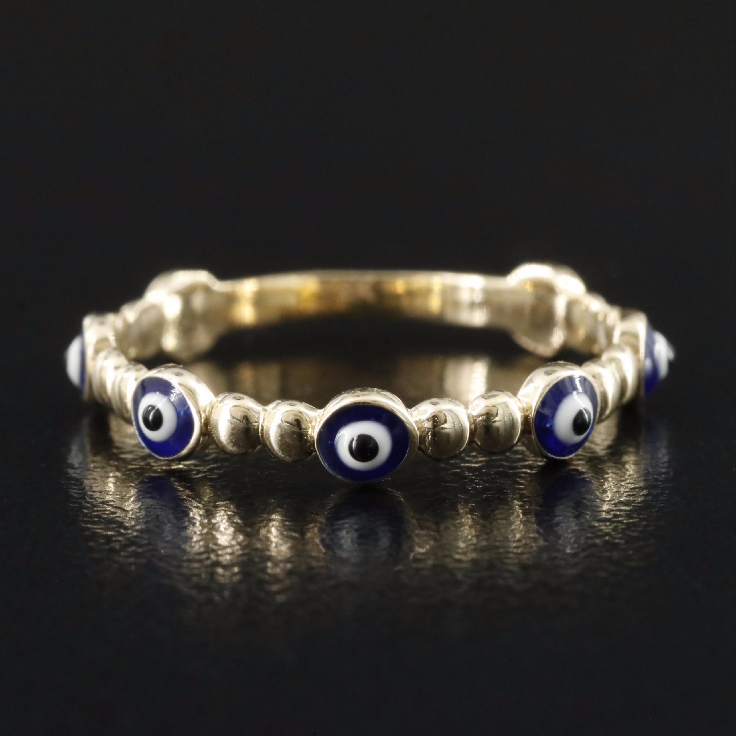14K Enamel Evil Eye Ring