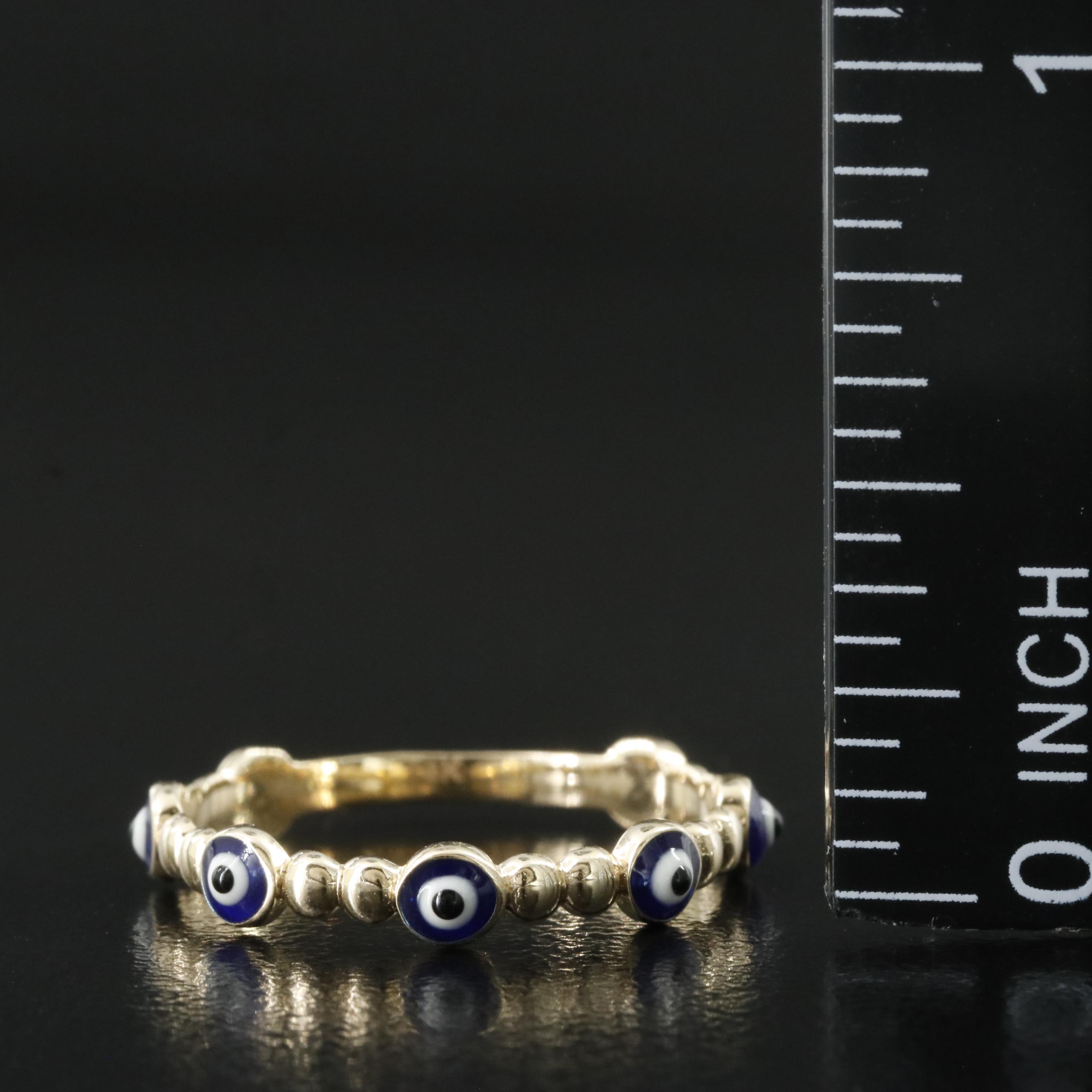 14K Enamel Evil Eye Ring