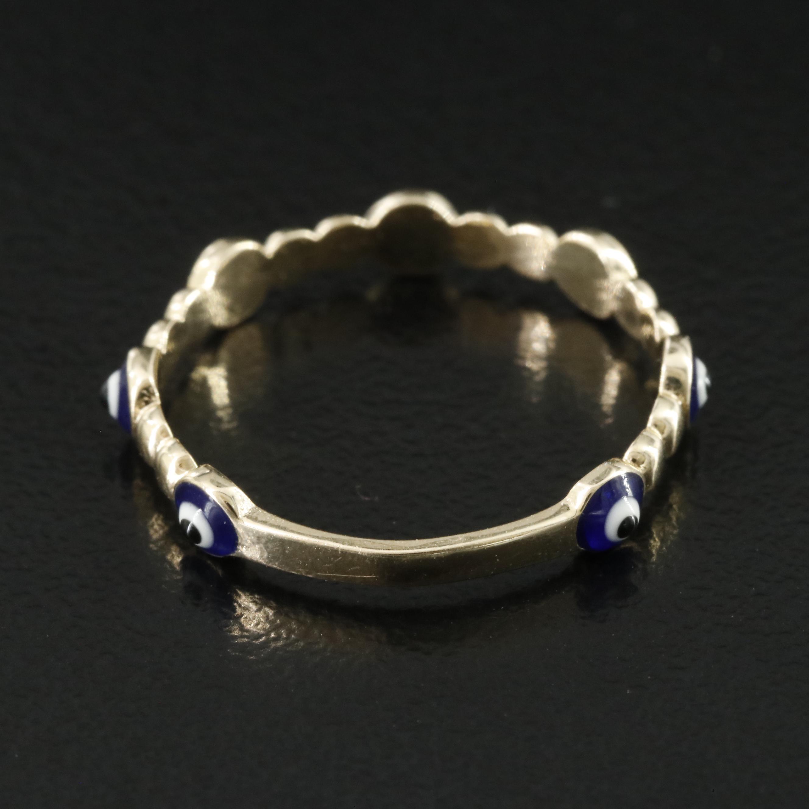 14K Enamel Evil Eye Ring