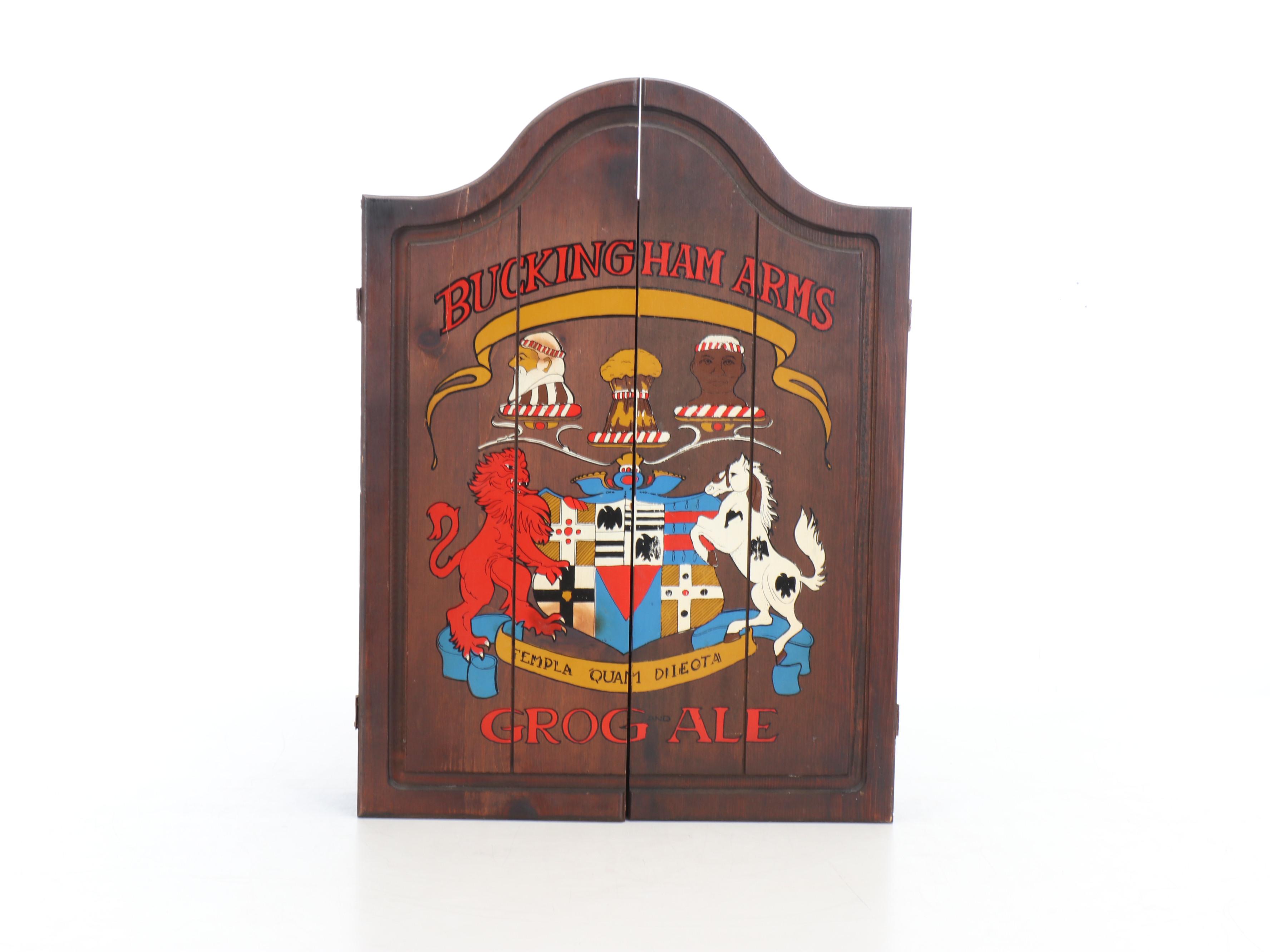 Buckingham Arms Grog Ale Dartboard Cabinet with Other Dartboard and Darts
