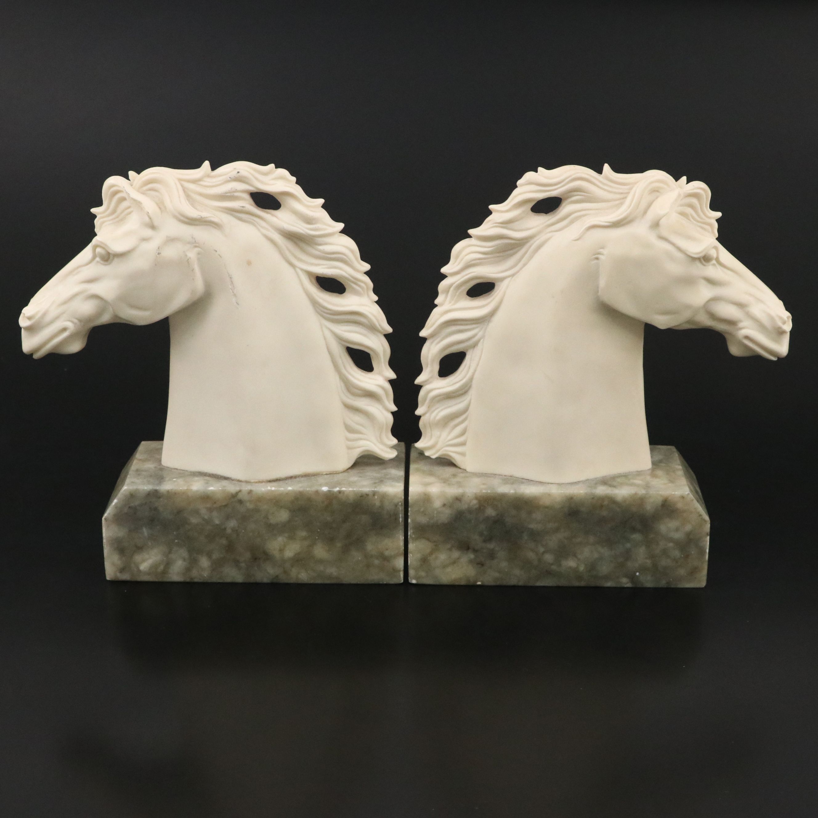 EBS Horse Head Resin on Marble Base Bookends
