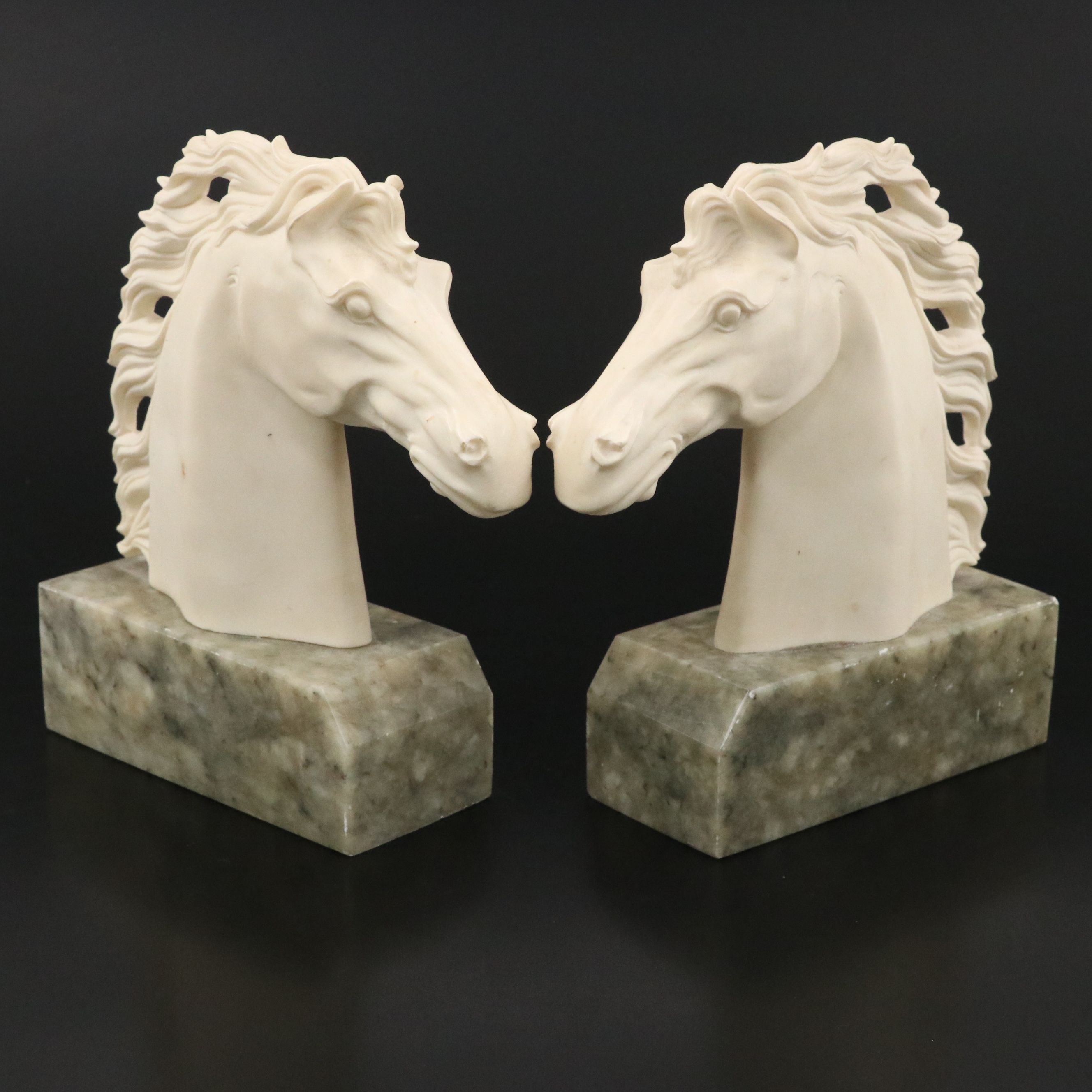 EBS Horse Head Resin on Marble Base Bookends