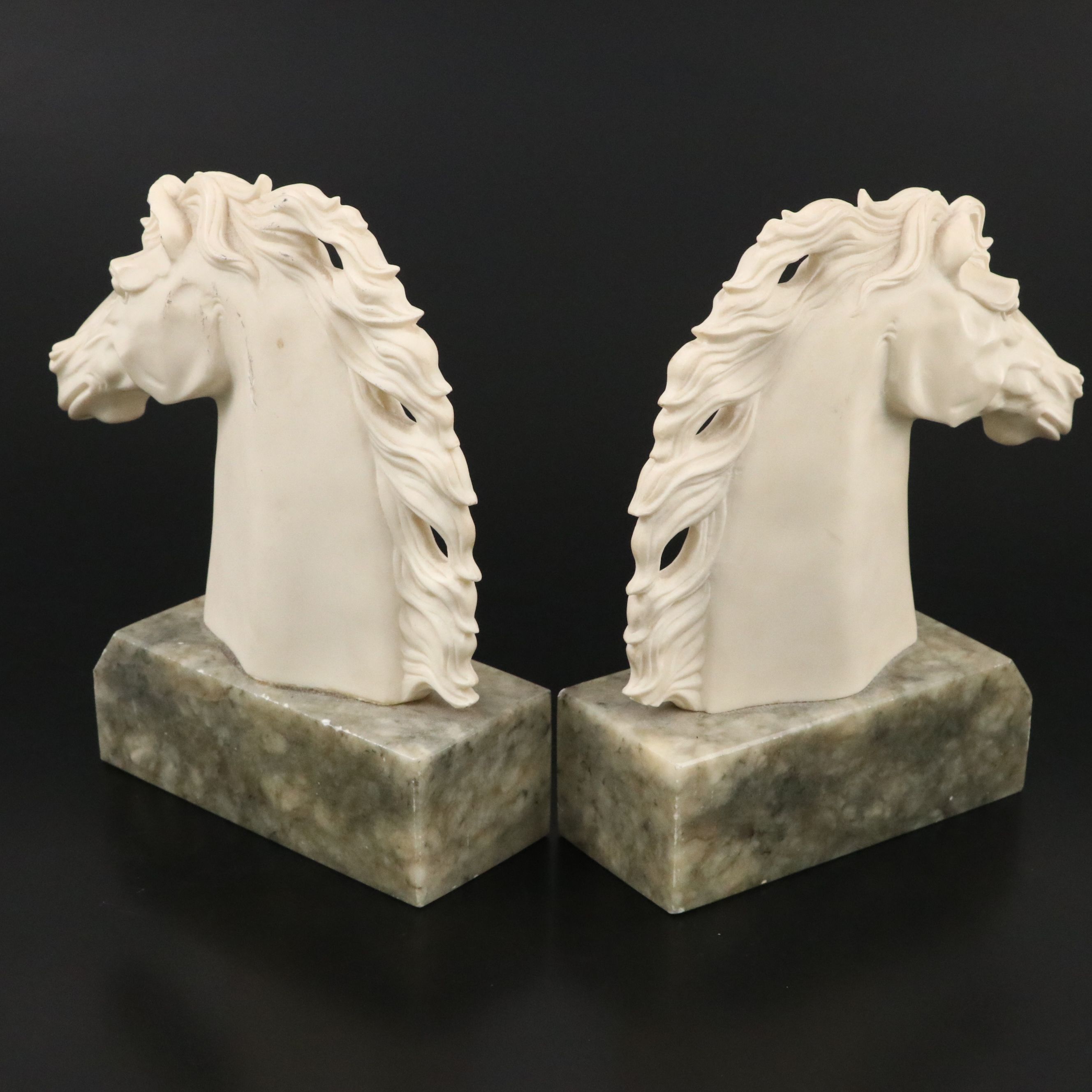 EBS Horse Head Resin on Marble Base Bookends