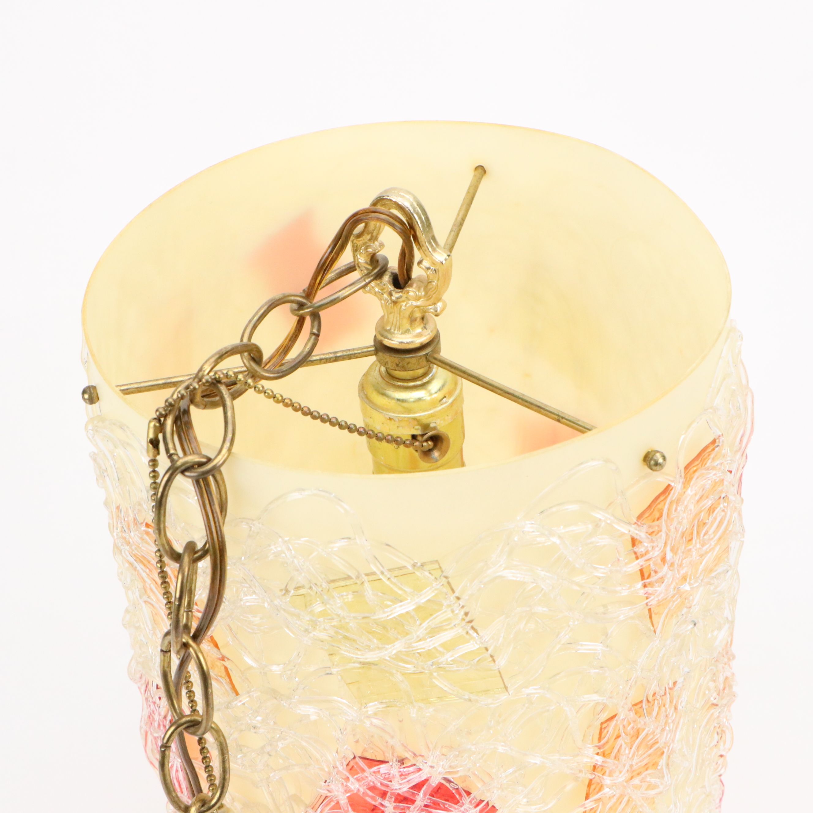 Mid Century Modern Acrylic Spaghetti Cylindrical Pendant Swag Light, Mid-20th C