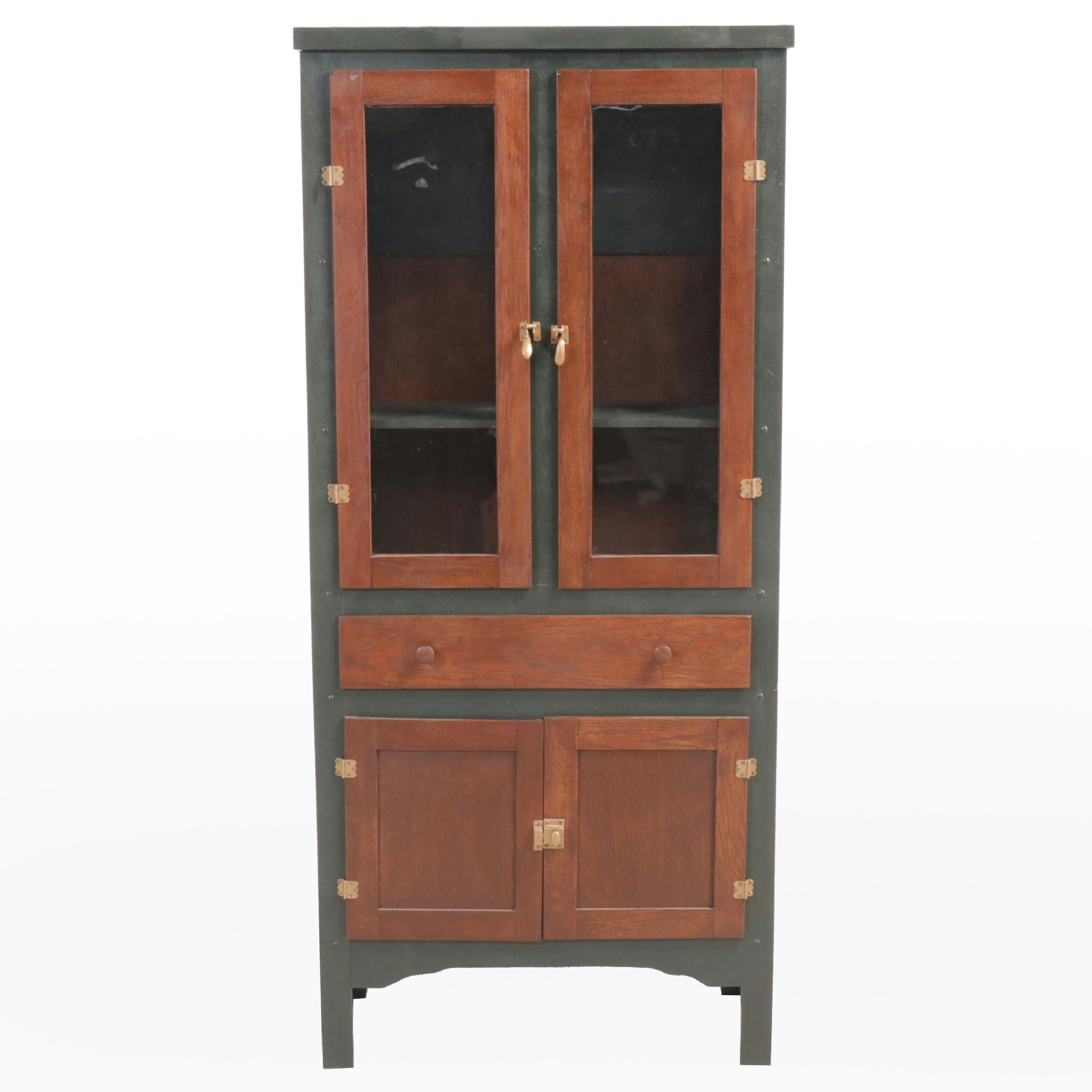 Primitive Style Parcel-Painted Wood China Cabinet