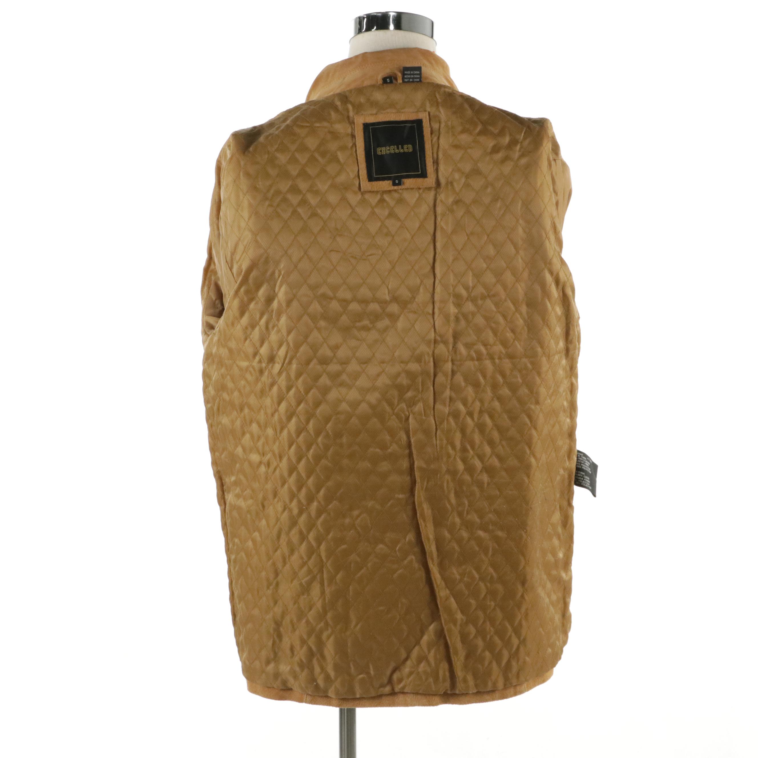 Men's Excelled Embroidered and Grommet Embellished Fringe Suede Jacket