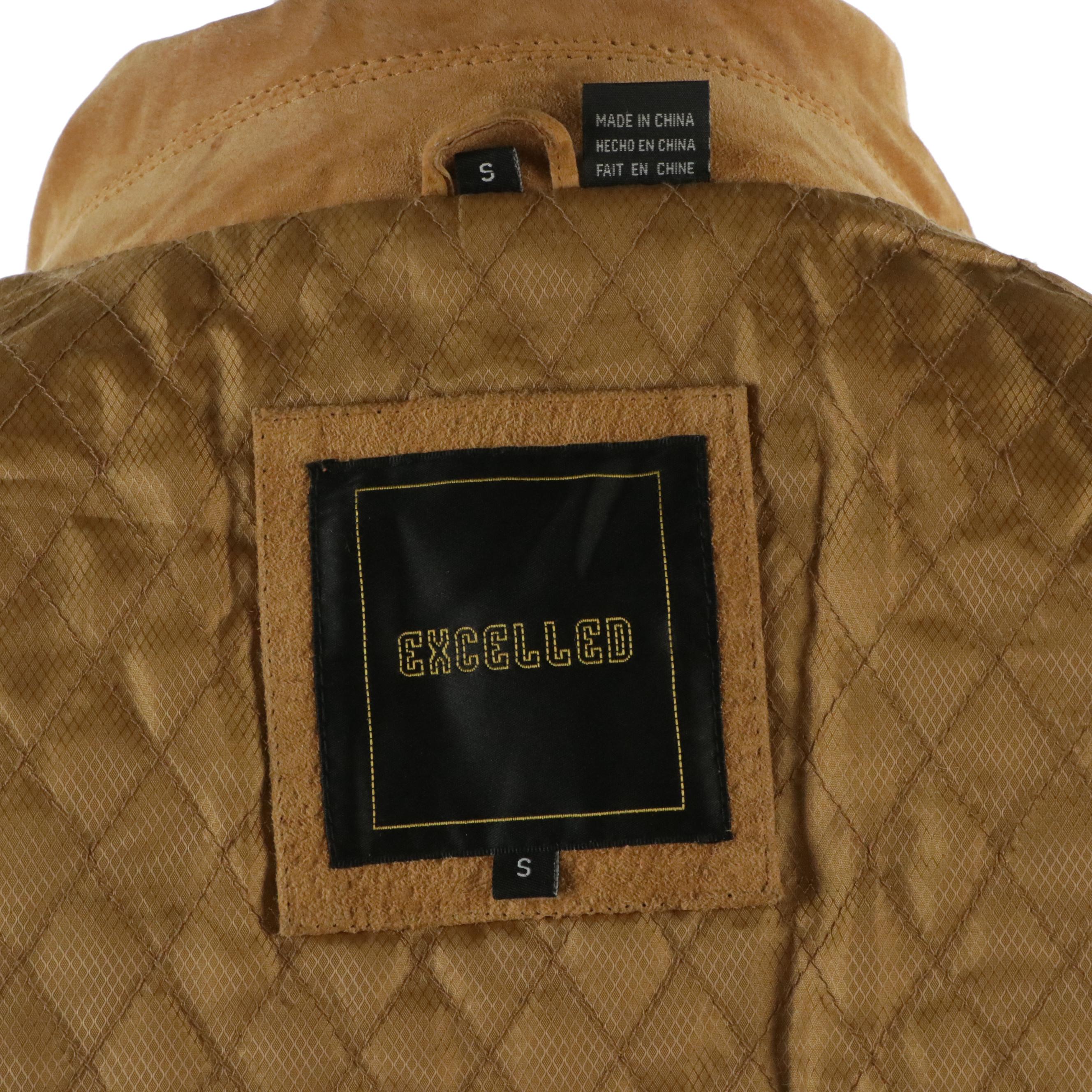 Men's Excelled Embroidered and Grommet Embellished Fringe Suede Jacket