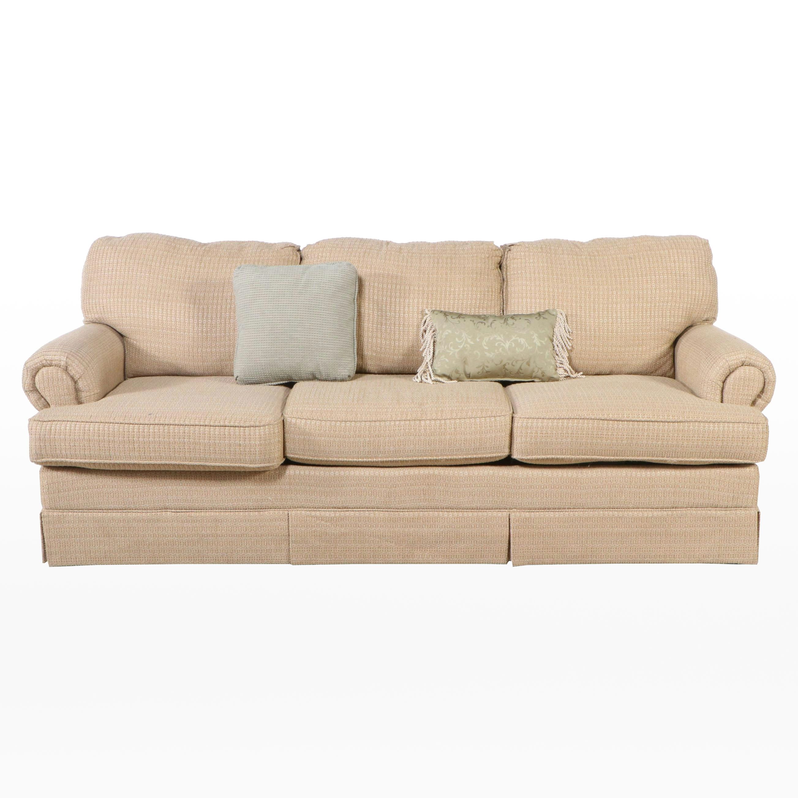 Sofa Express Woven Fabric Upholstered Roll Arm Sofa