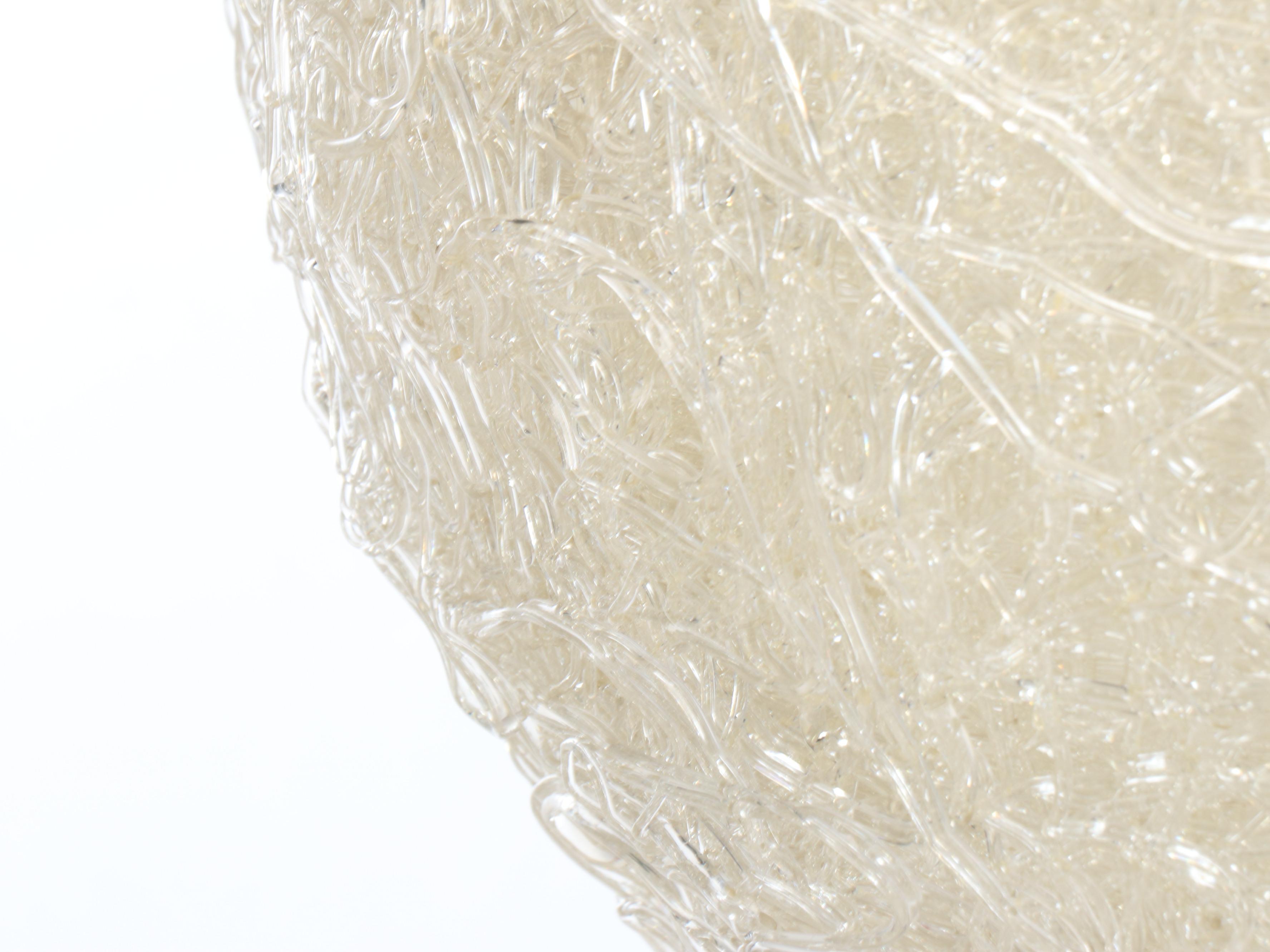 Mid Century Modern Clear Acrylic Spaghetti Orb Pendant Swag Lamp