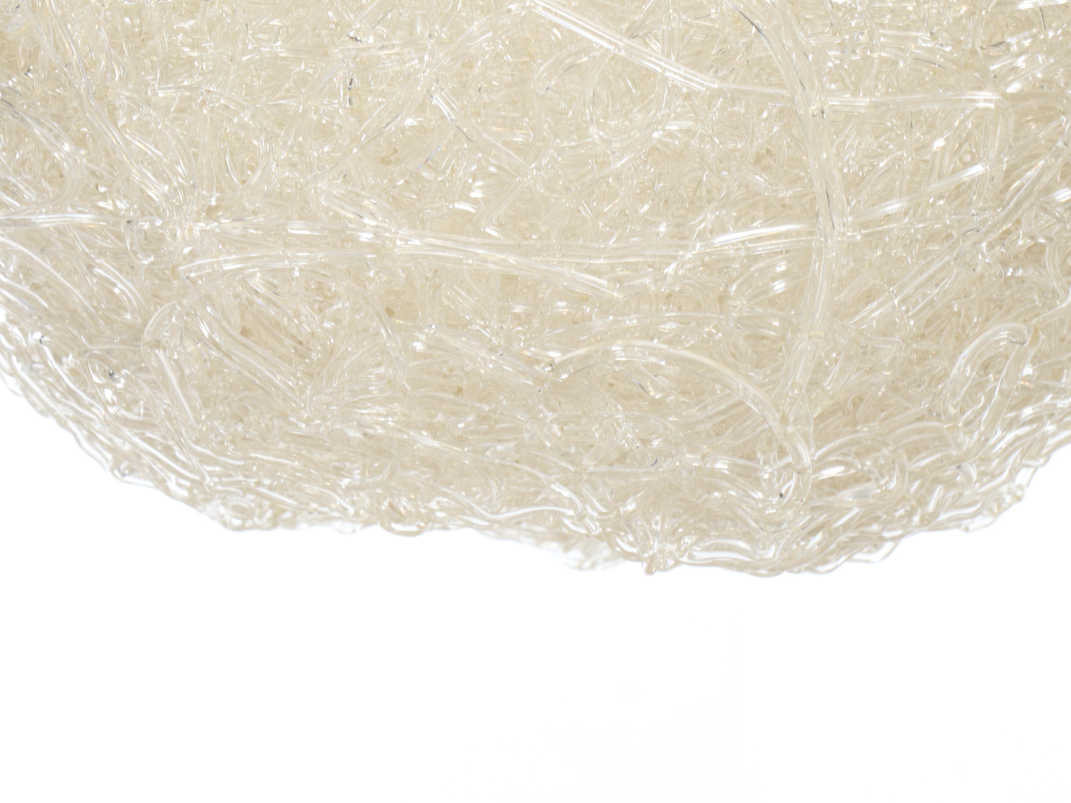 Mid Century Modern Clear Acrylic Spaghetti Orb Pendant Swag Lamp