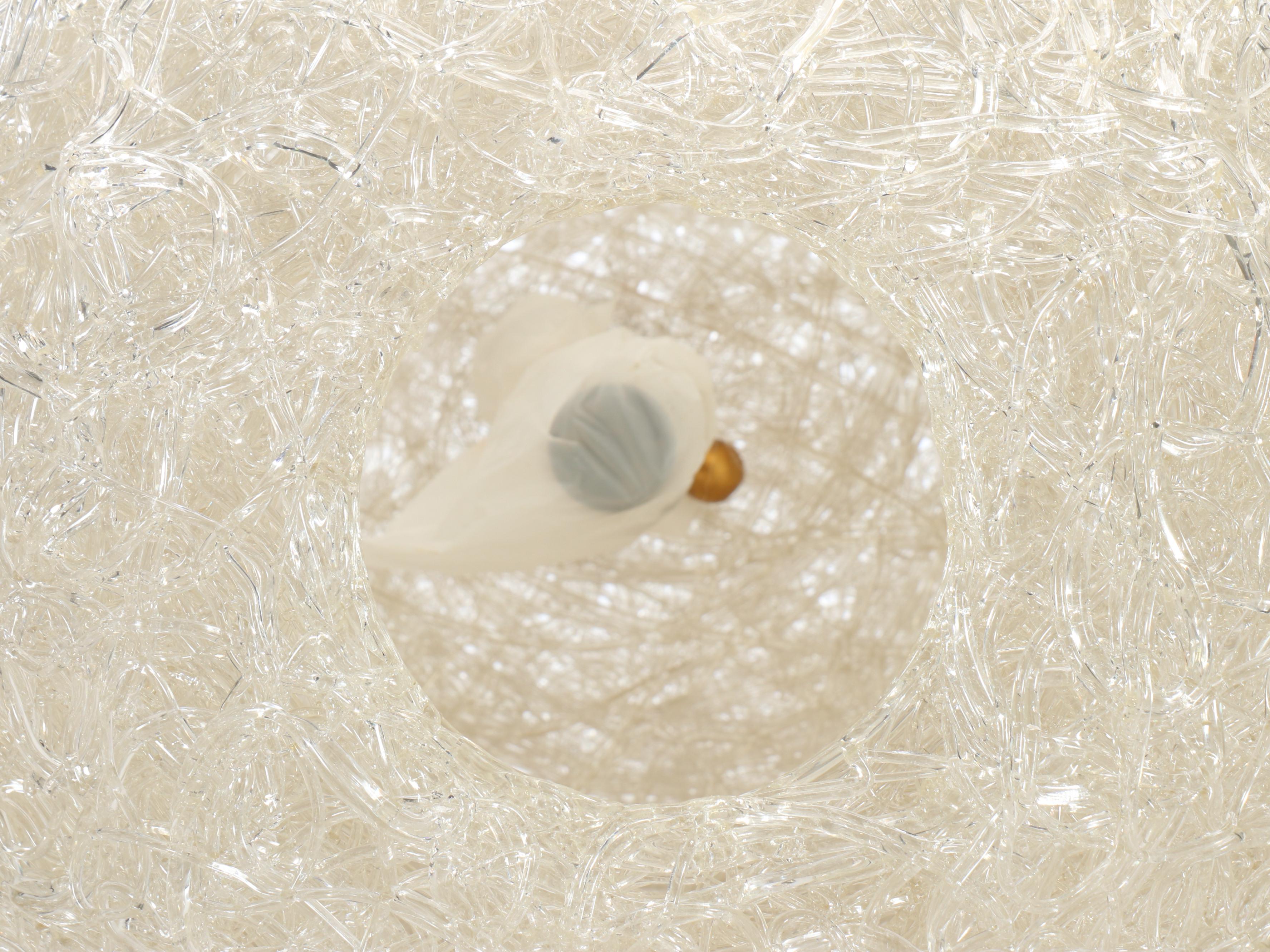 Mid Century Modern Clear Acrylic Spaghetti Orb Pendant Swag Lamp