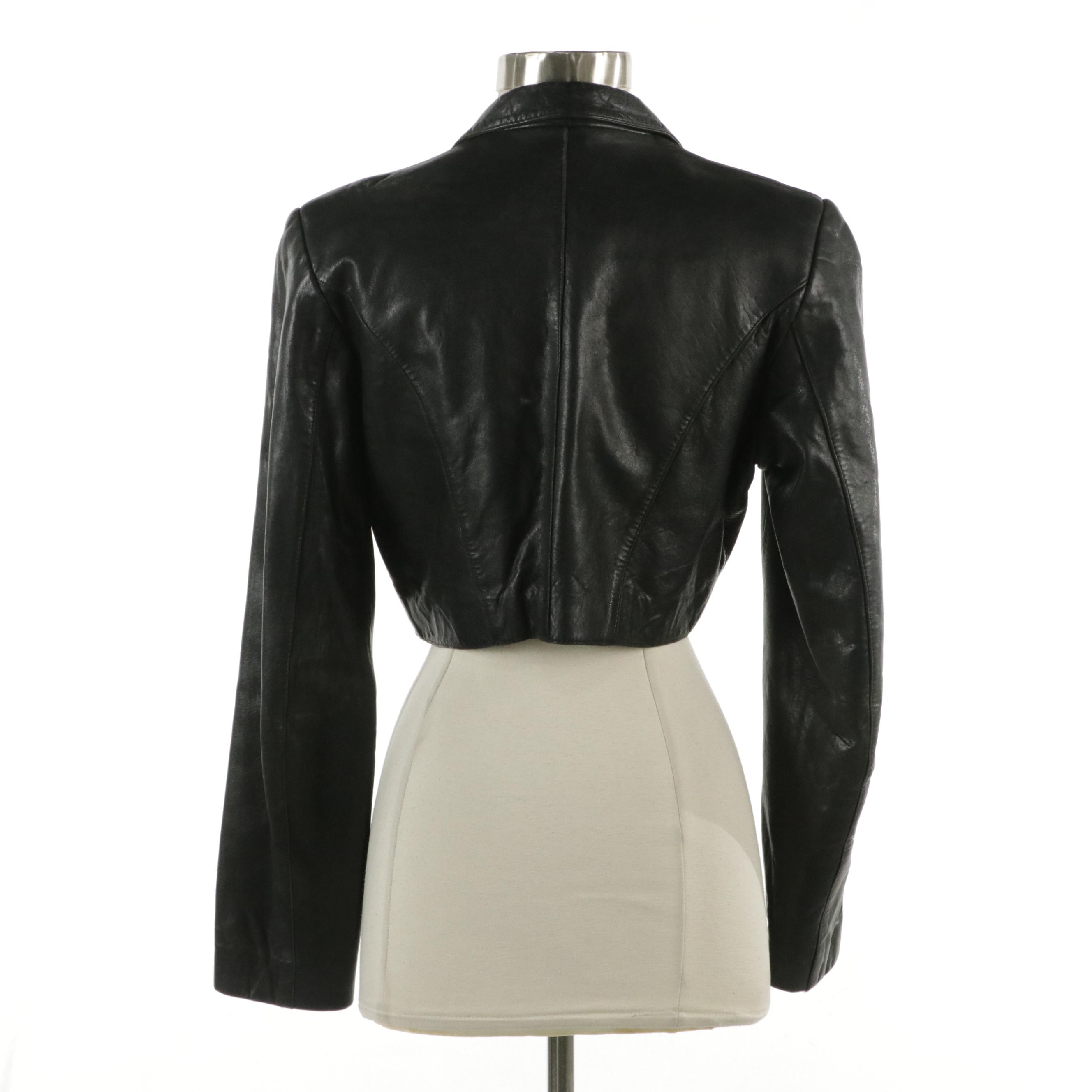 Tannery West Black Leather Single-Button Cropped Jacket