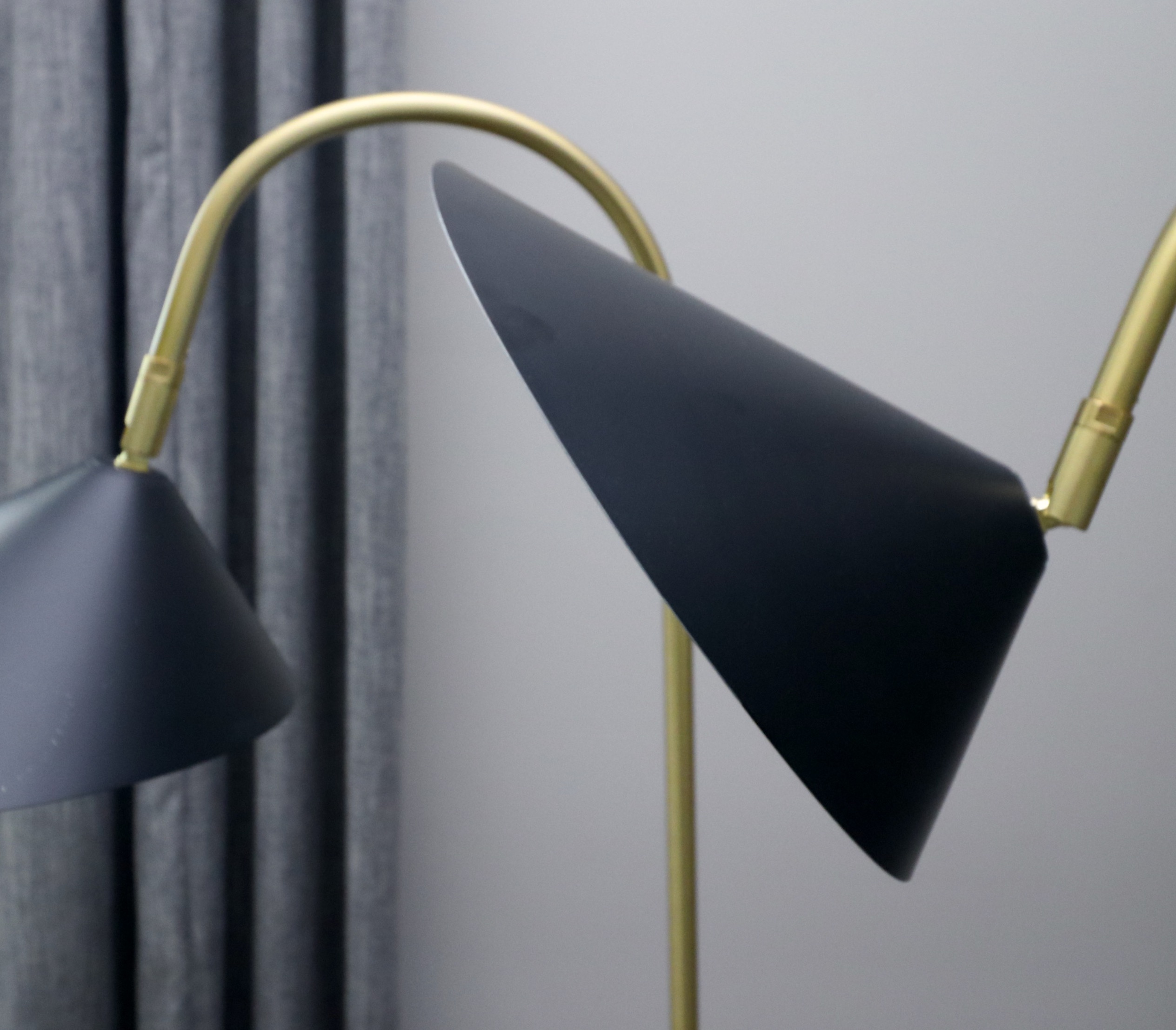 Pair of Lite Source "Bells" Arched Two-Tone Metal Floor Lamps