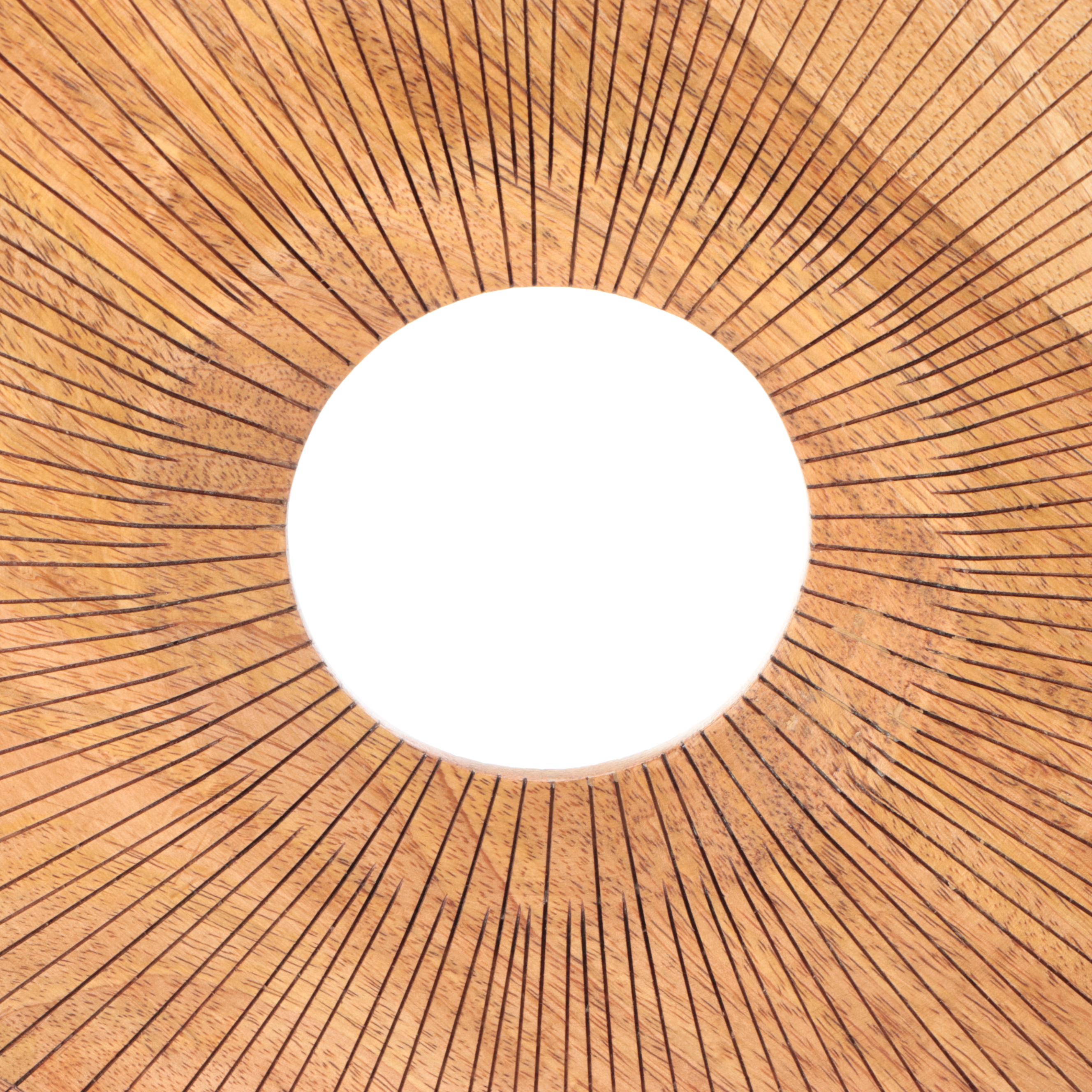 Modern Abstract Hand-Carved Mango Wood Ring with Metal Stand