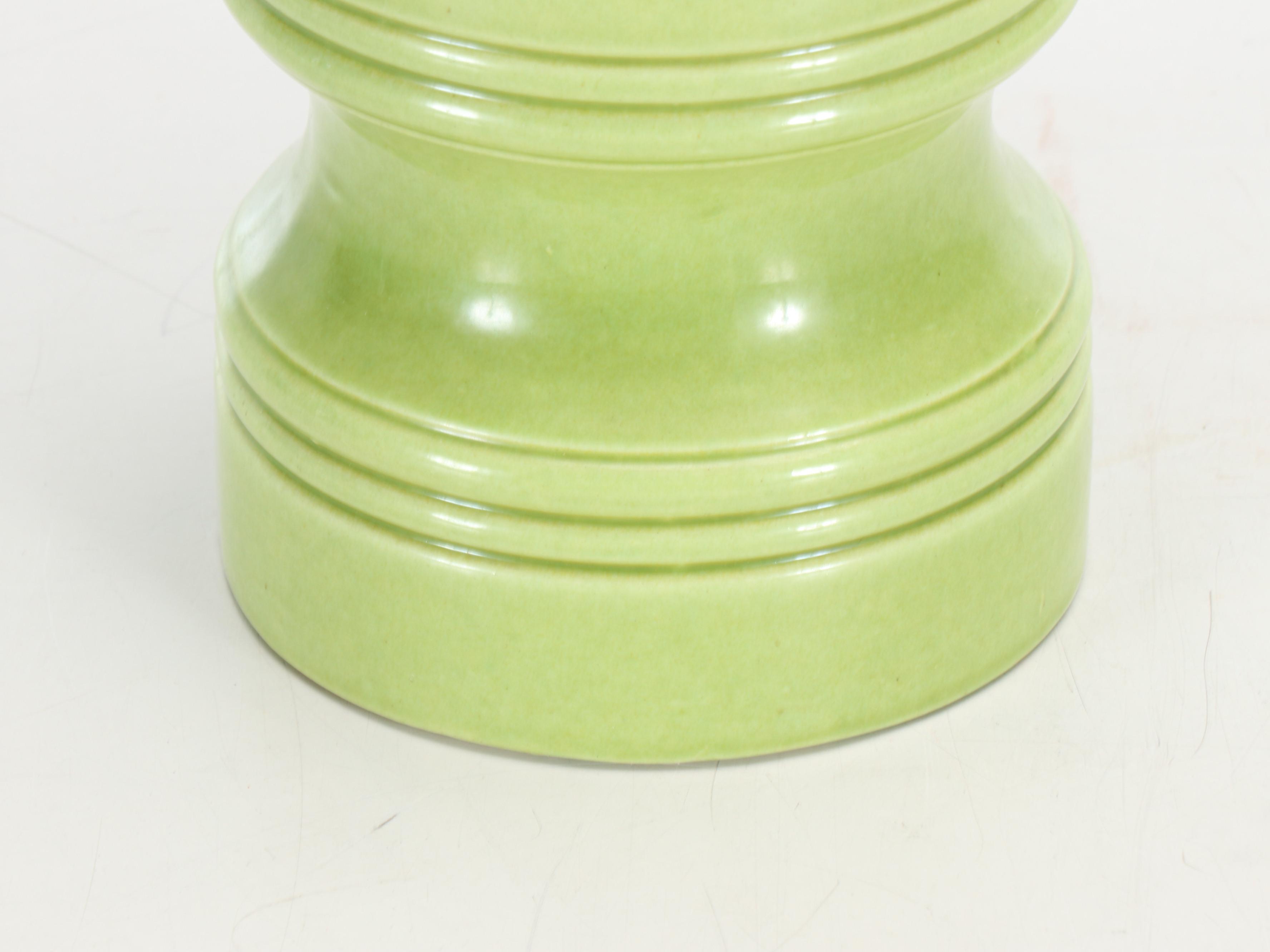 Mid Century Modern Stallion Head Chartreuse Ceramic Table Lamp, Vintage