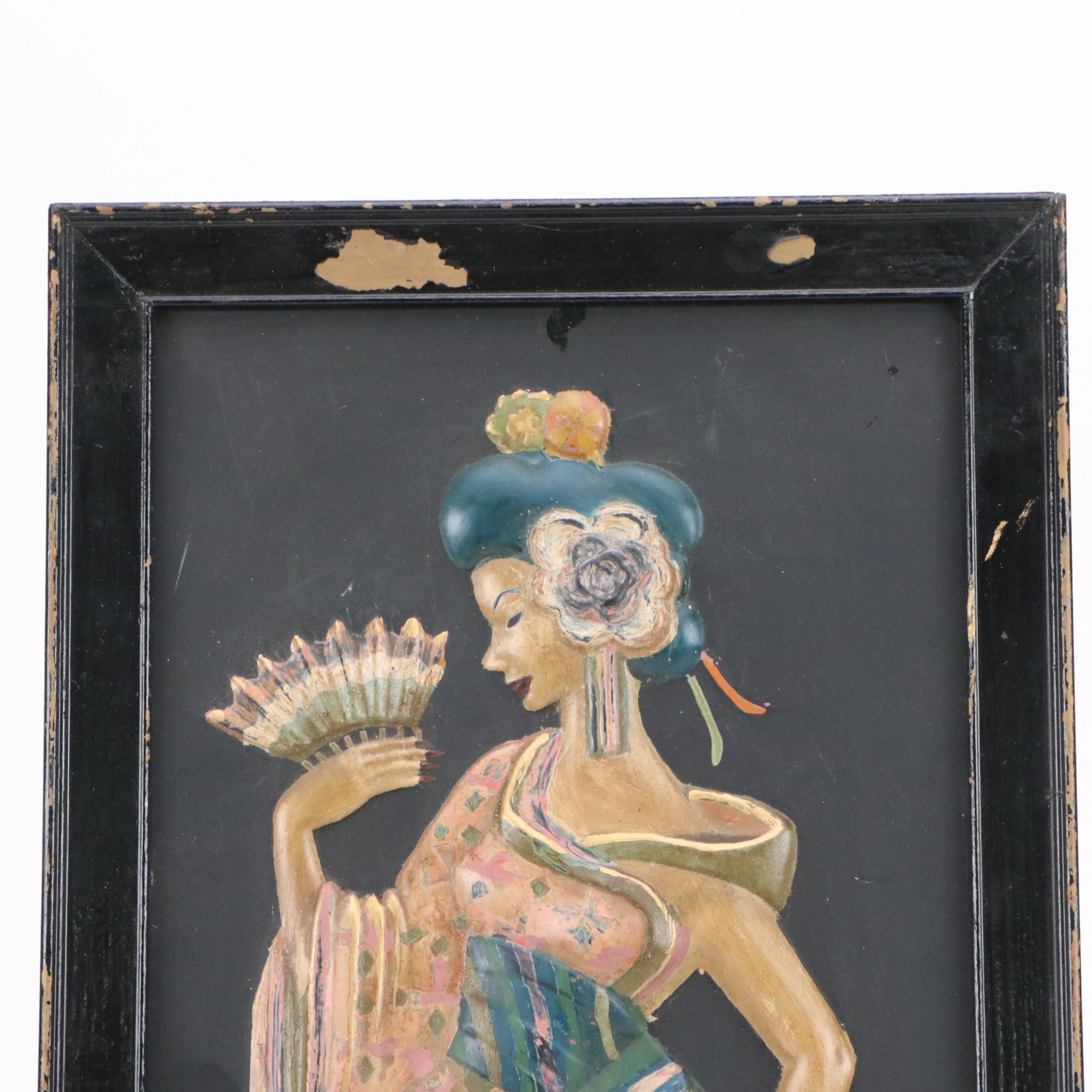 Plaque Craft Hand-Painted Relief, Mid-20th Century